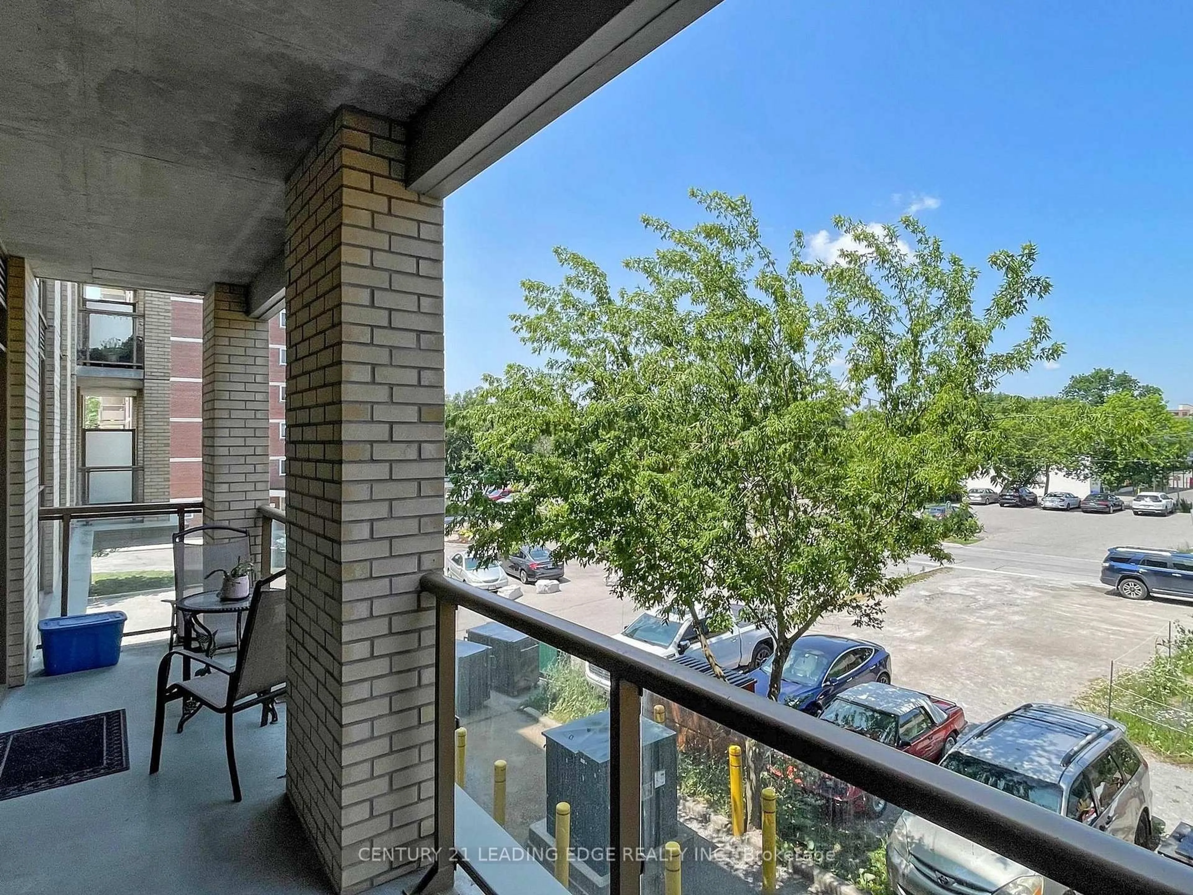 Balcony in the apartment, city buildings view from balcony for 68 Main St #232, Markham Ontario L3P 0N5