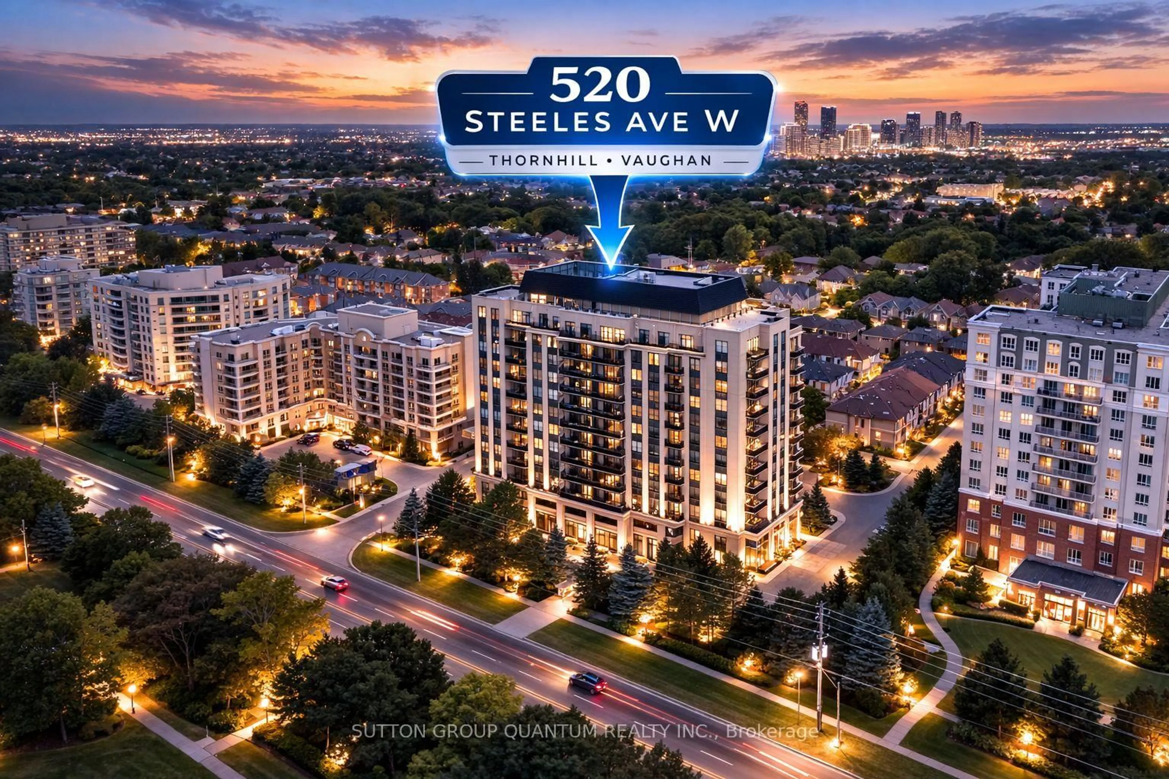 A pic from outside/outdoor area/front of a property/back of a property/a pic from drone, street for 520 Steeles Ave #205, Vaughan Ontario L4J 0H2