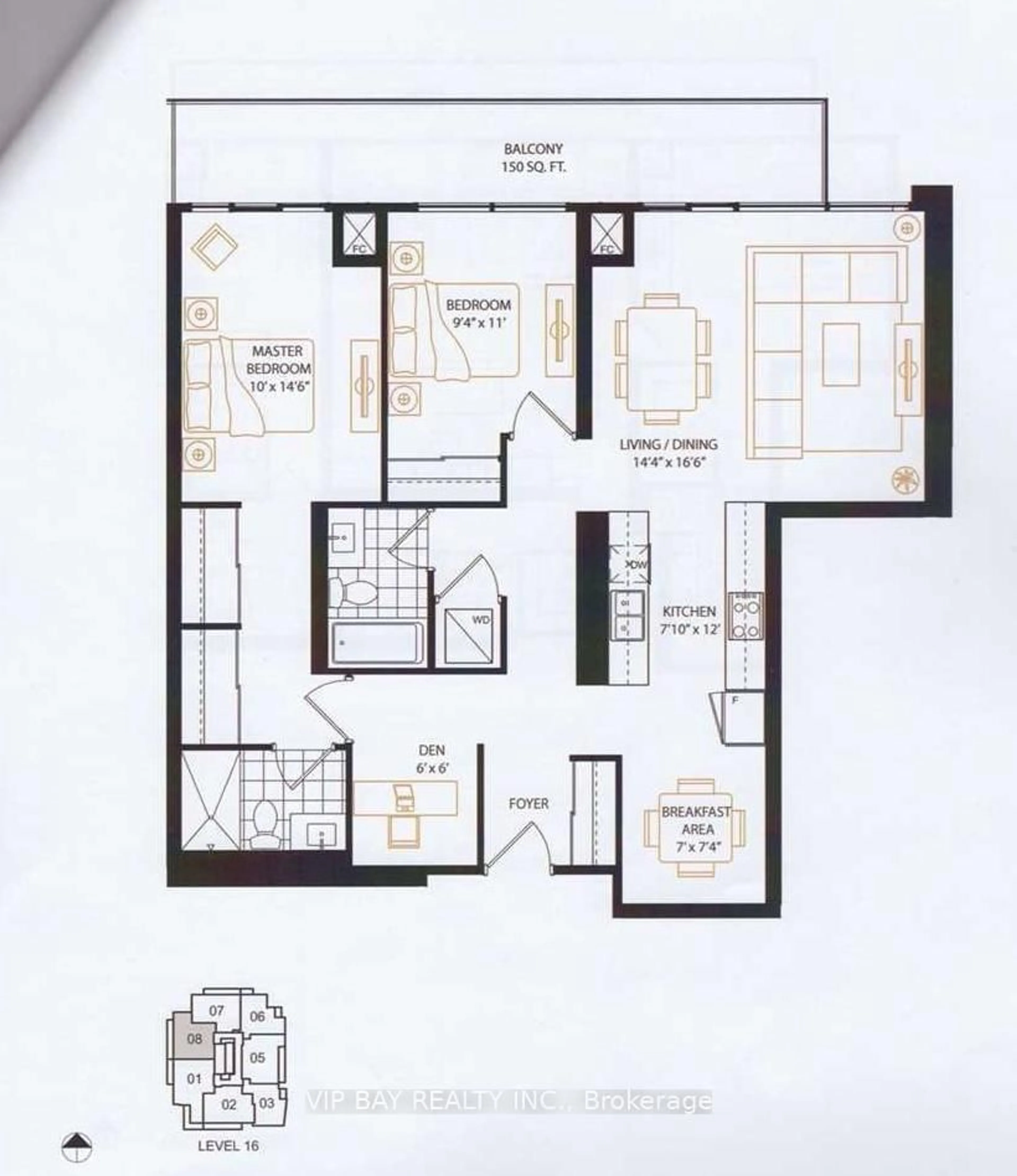 Floor plan for 9618 Yonge St #1608, Richmond Hill Ontario L4C 0X5