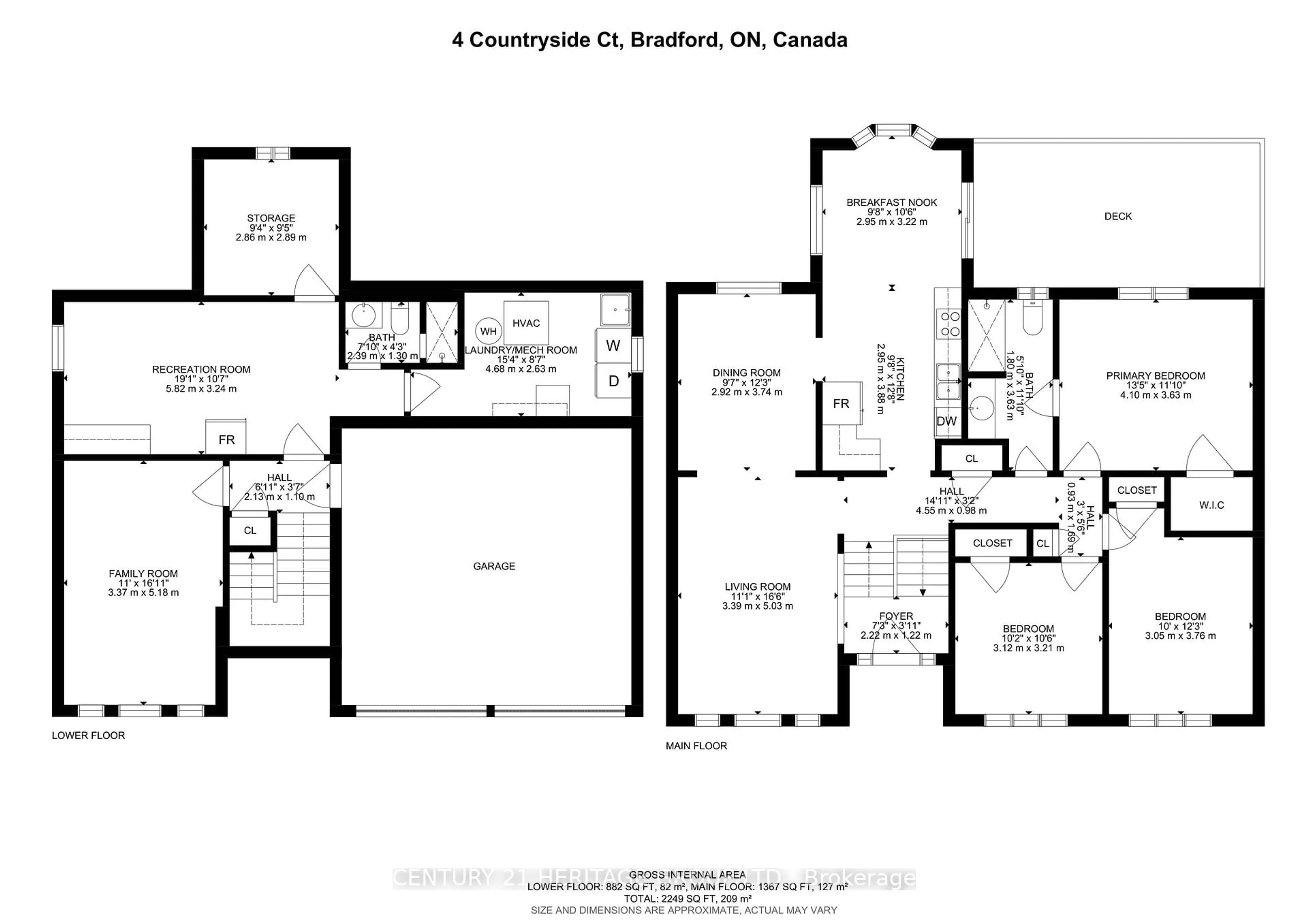 Floor plan for 4 Countryside Crt, Bradford West Gwillimbury Ontario L3Z 2Z8