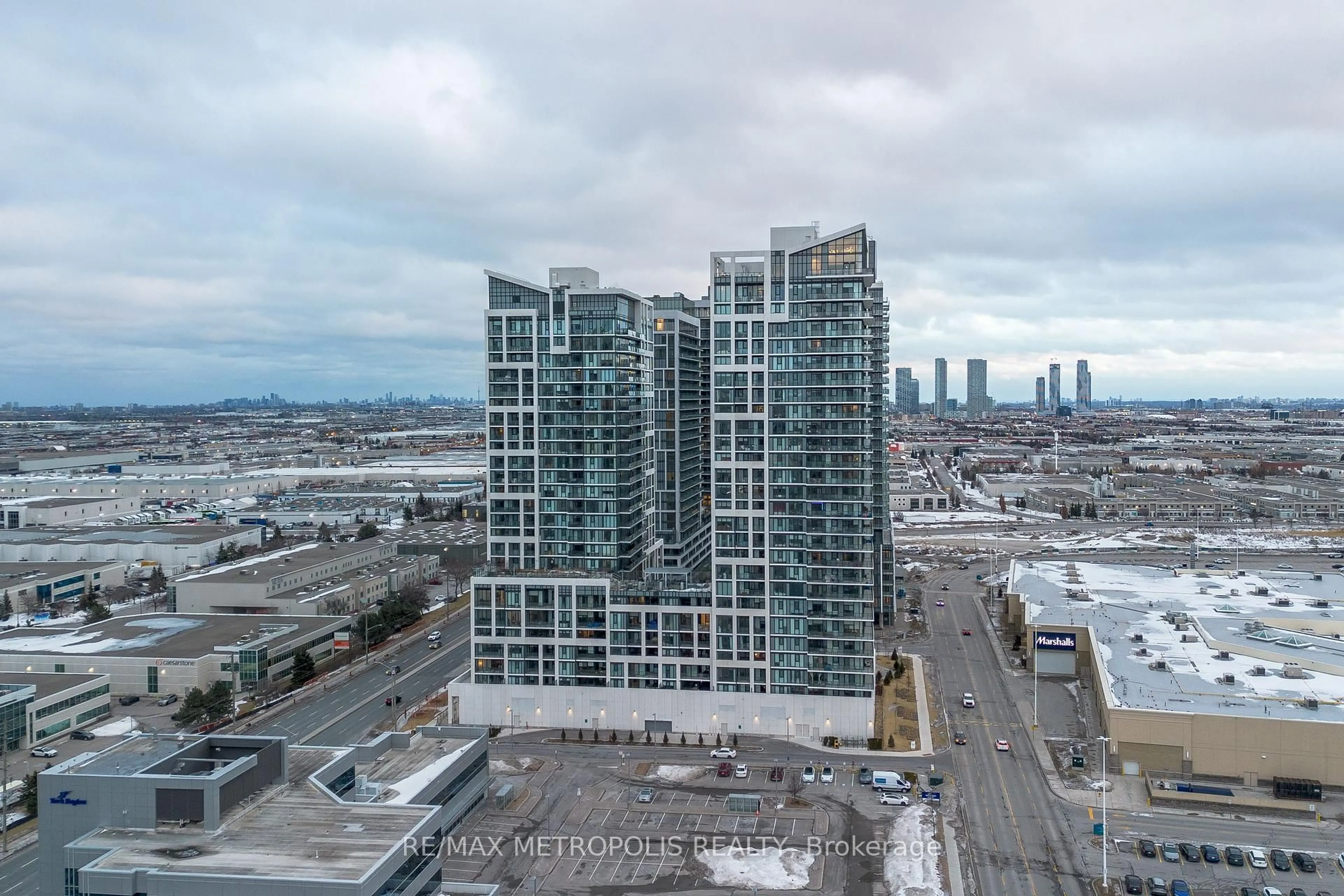 A pic from outside/outdoor area/front of a property/back of a property/a pic from drone, city buildings view from balcony for 9000 Jane St #1214, Vaughan Ontario L4K 0M6