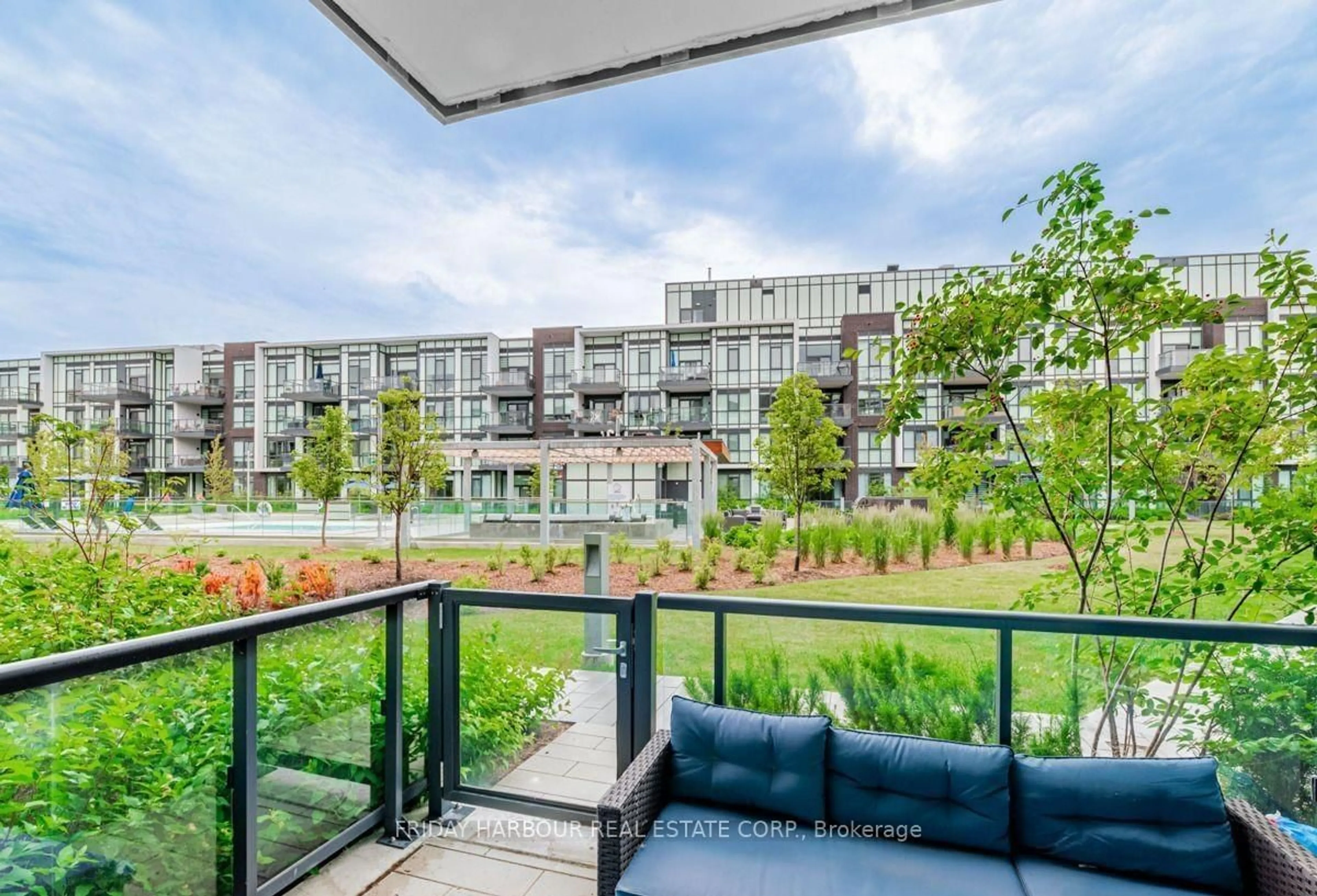 Balcony in the apartment, city buildings view from balcony for 415 Sea Ray Ave #126, Innisfil Ontario L9S 0R5