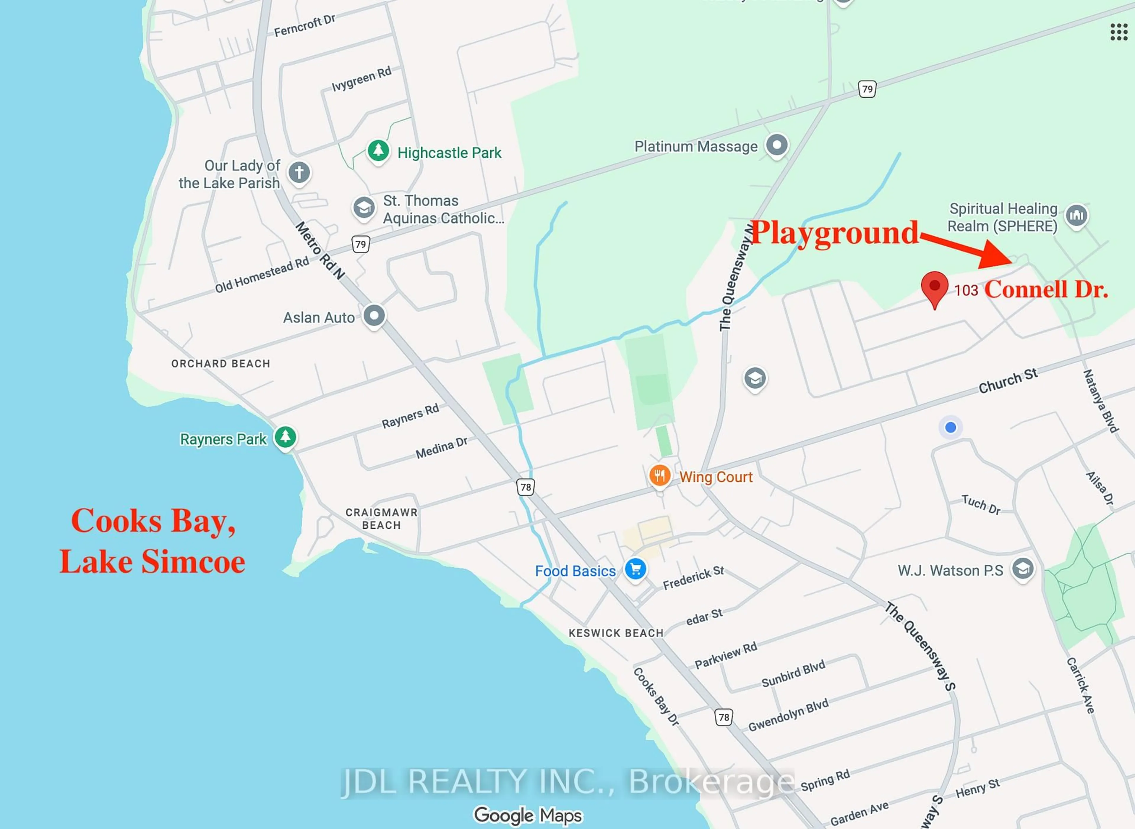 Picture of a map for 103 Connell Dr, Georgina Ontario L4P 0K3