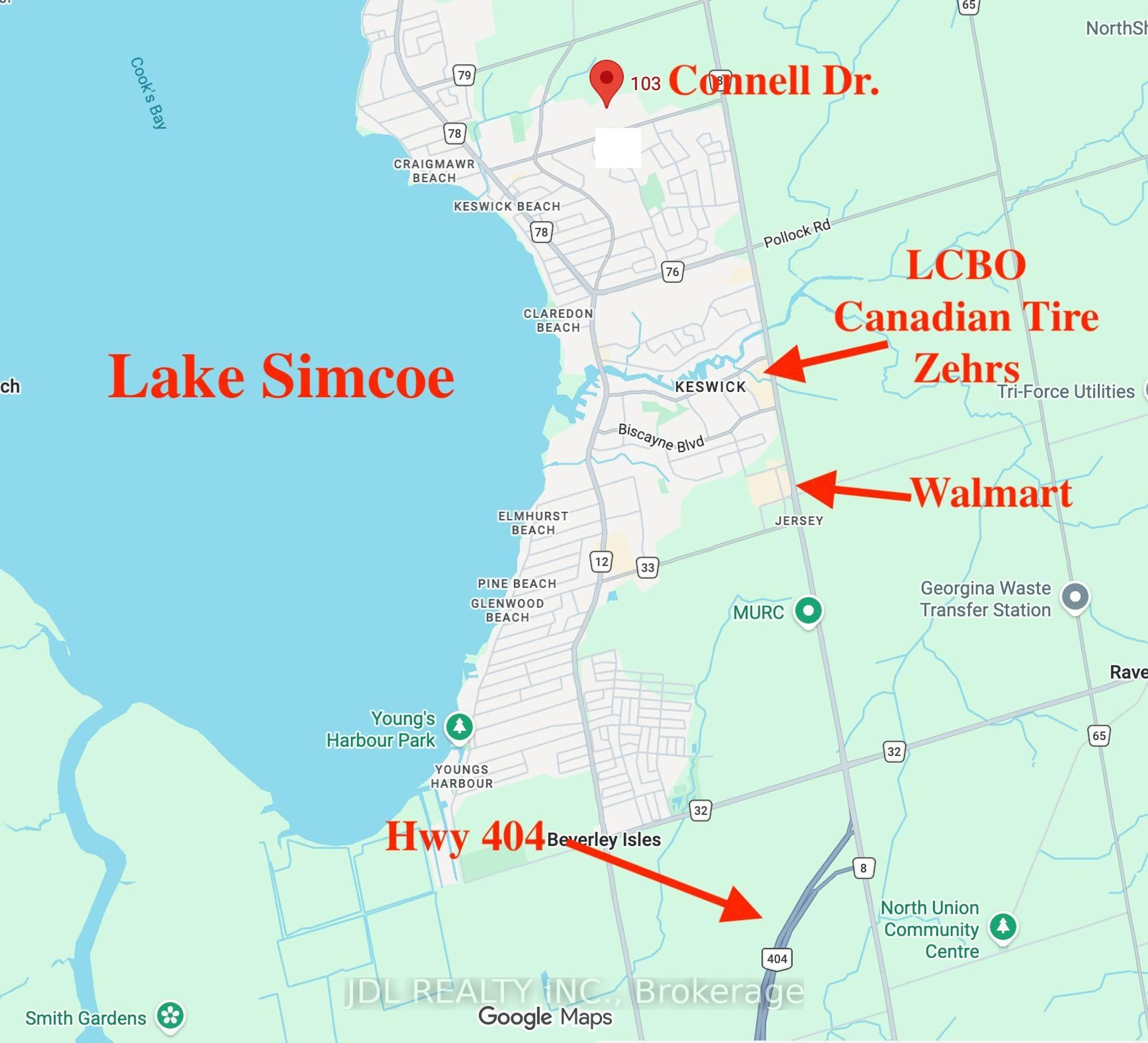 Picture of a map for 103 Connell Dr, Georgina Ontario L4P 0K3