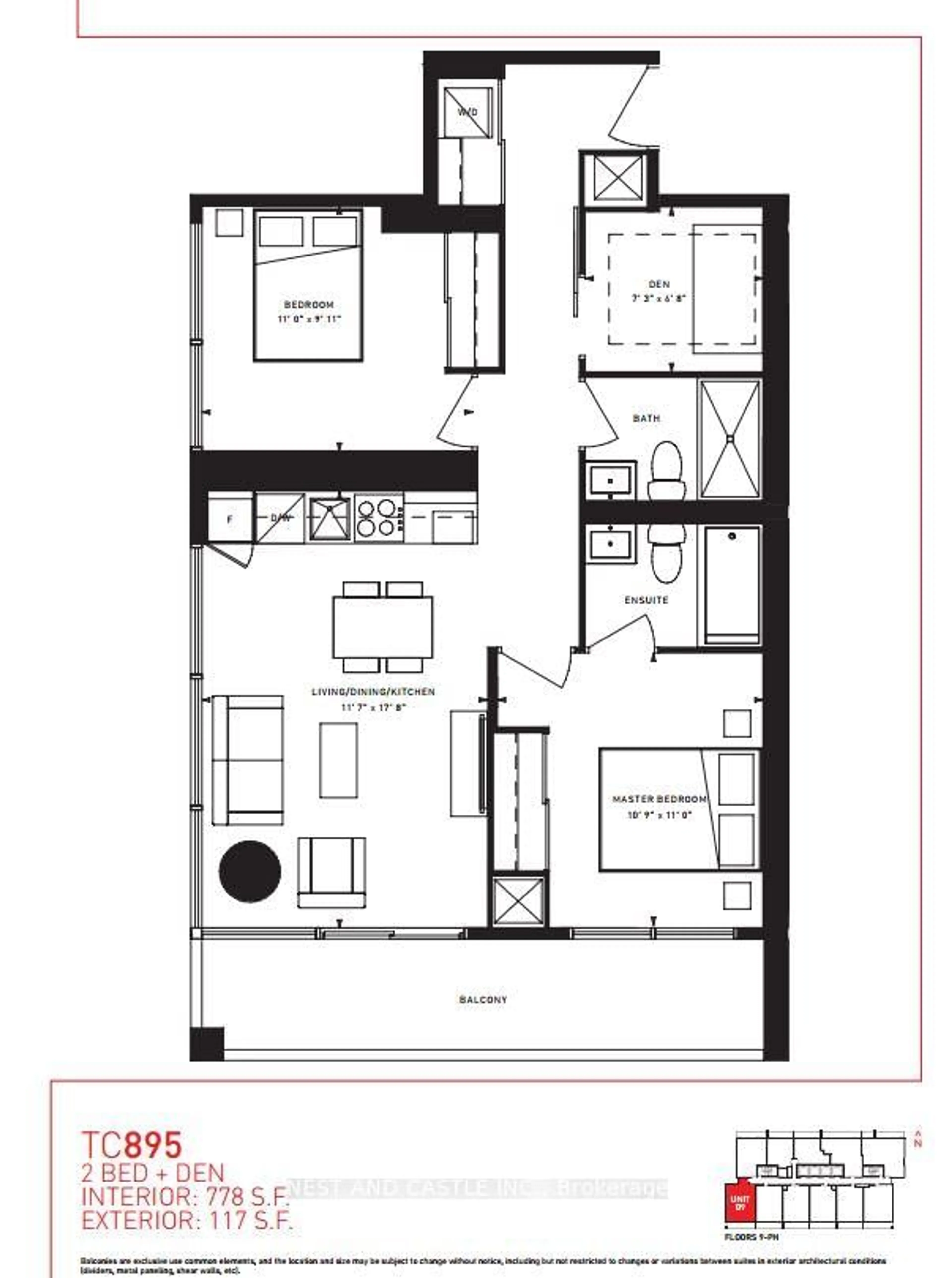 Floor plan for 5 Buttermill Ave #3809, Vaughan Ontario L4K 0J5