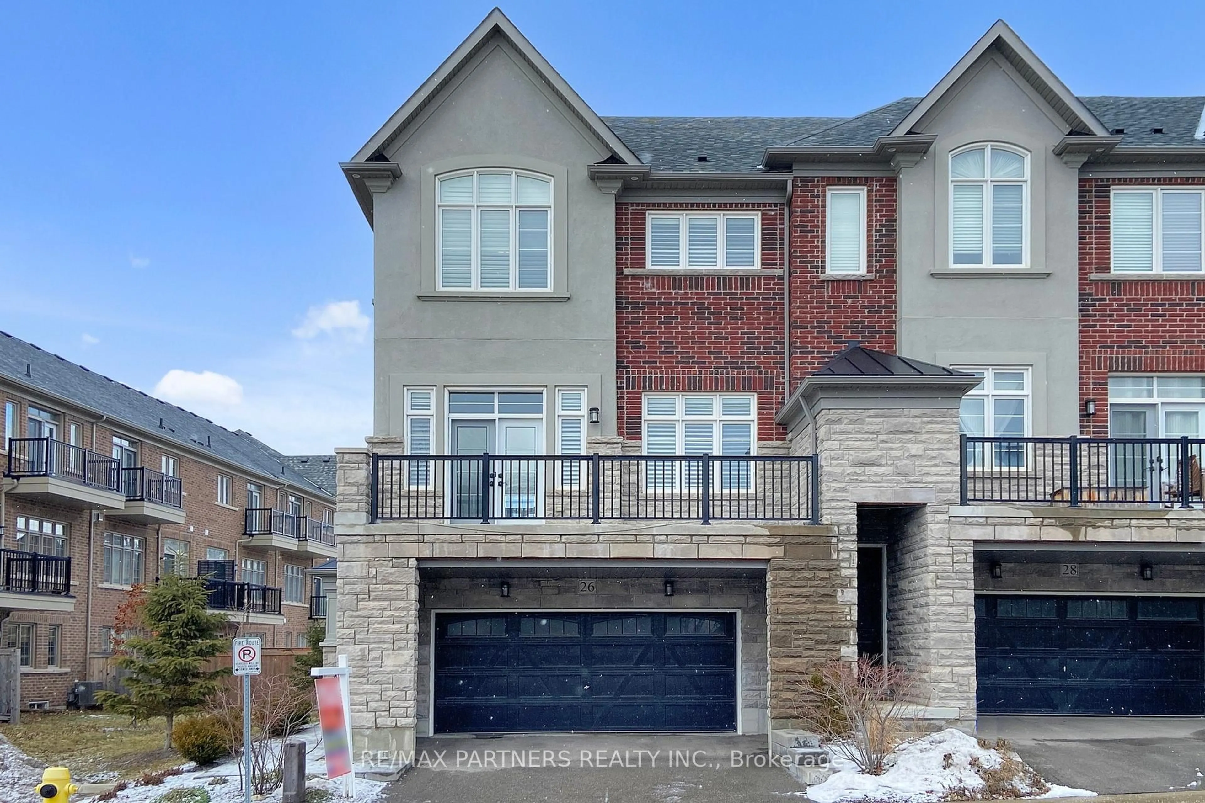 Home with brick exterior material, street for 26 Island Green Lane, Markham Ontario L6C 0Y7