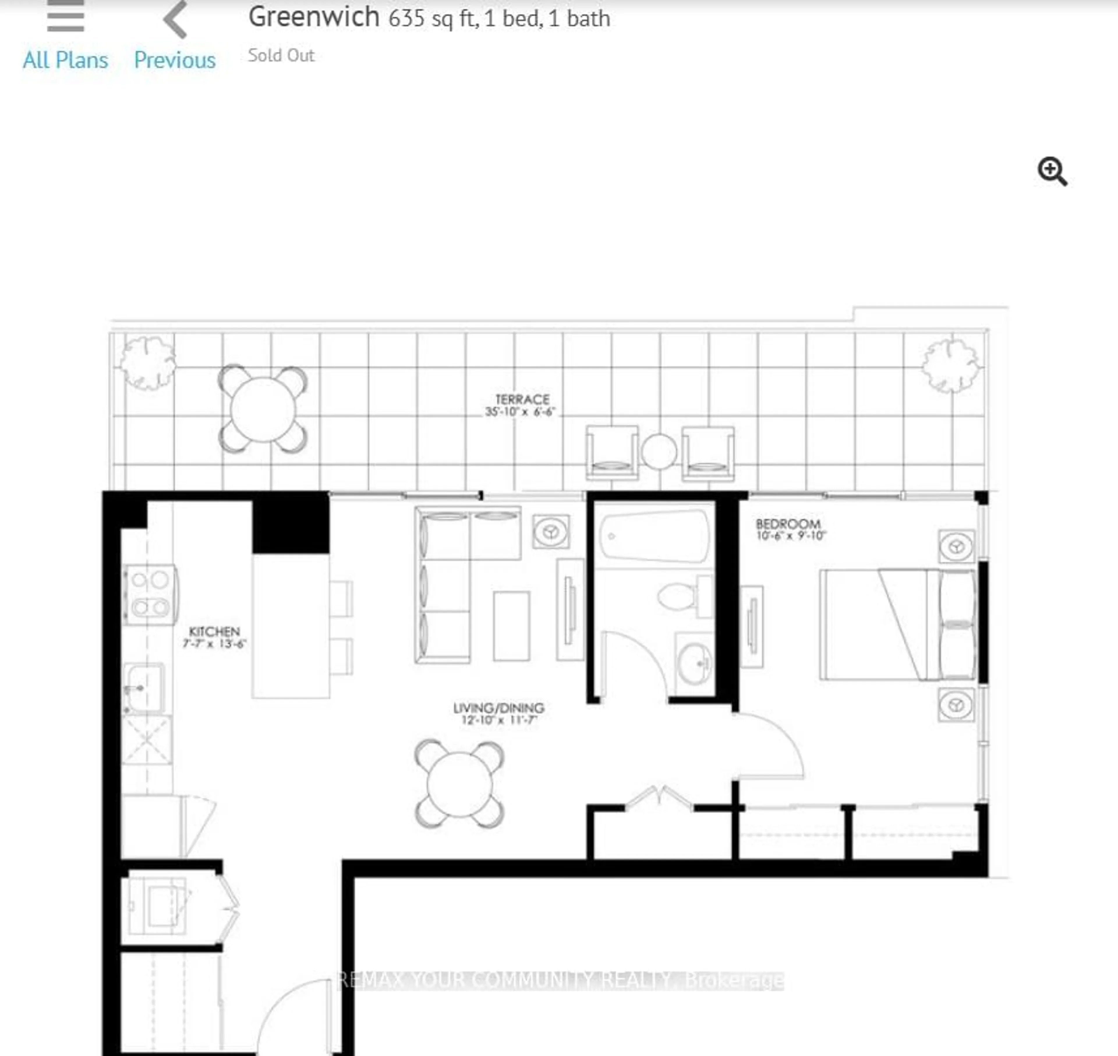 Floor plan for 11611 Yonge St #726, Richmond Hill Ontario L4E 1G2
