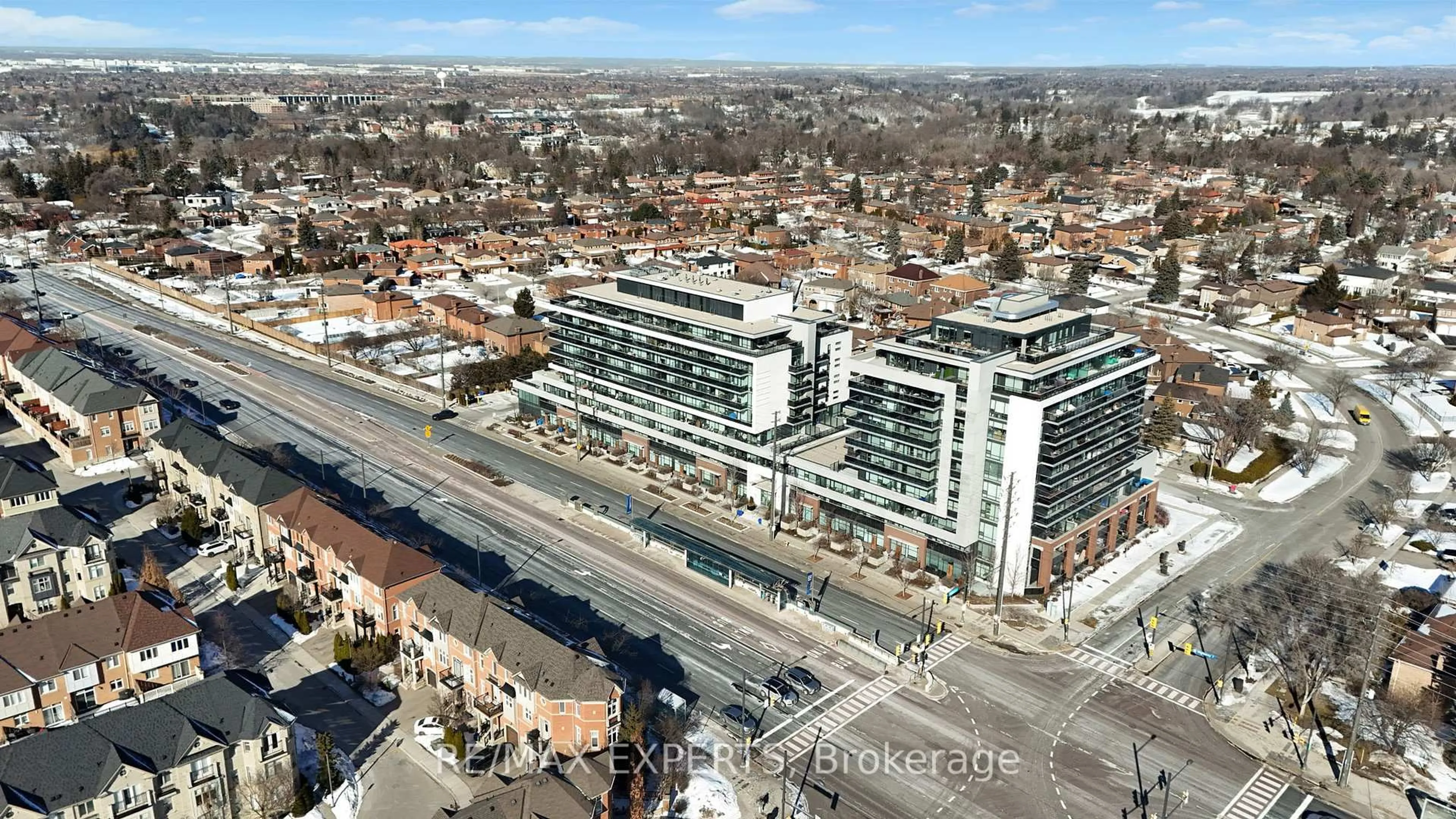 A pic from outside/outdoor area/front of a property/back of a property/a pic from drone, city buildings view from balcony for 4800 Highway 7 Rd #601, Vaughan Ontario L4L 1H8