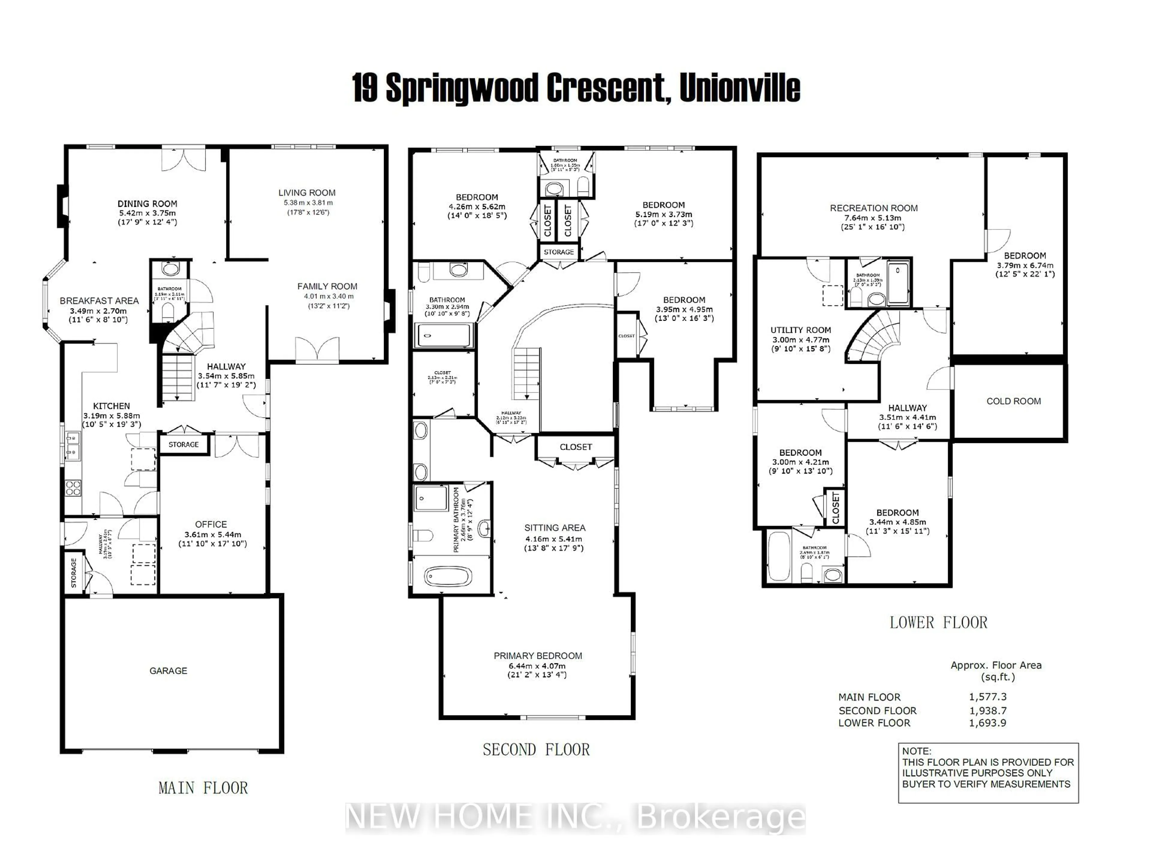 Floor plan for 19 Springwood Cres, Markham Ontario L3R 6C8