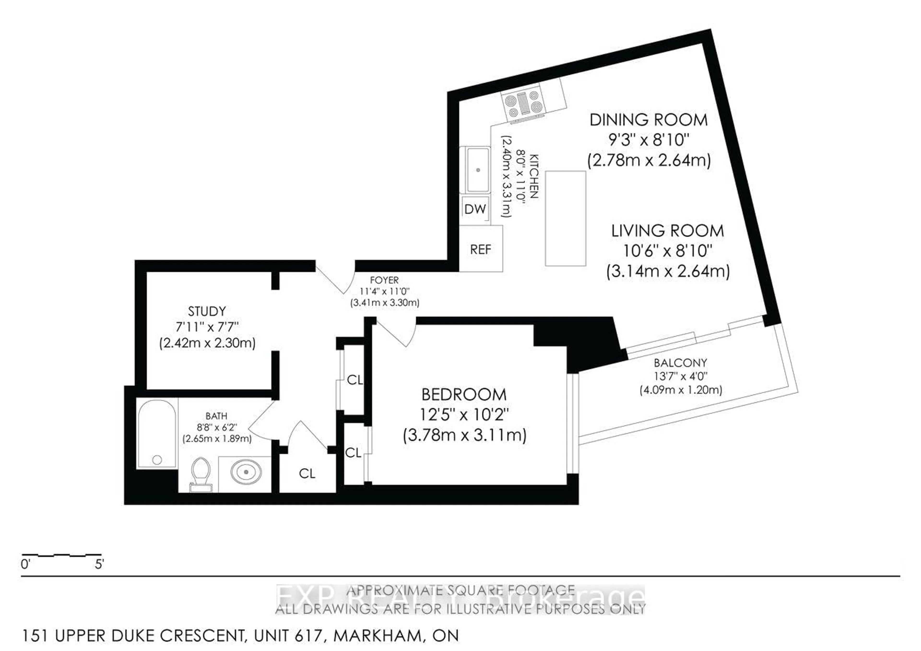 Floor plan for 151 Upper Duke Cres #617, Markham Ontario L6G 0E1