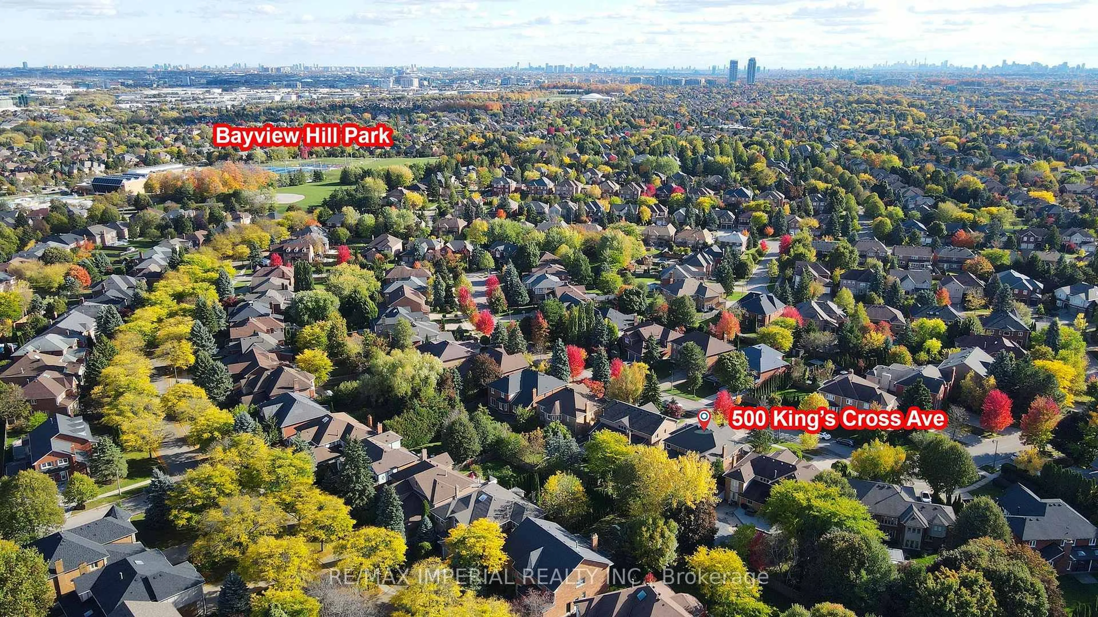 A pic from outside/outdoor area/front of a property/back of a property/a pic from drone, city buildings view from balcony for 50 Kings Cross Ave, Richmond Hill Ontario L4B 2S9