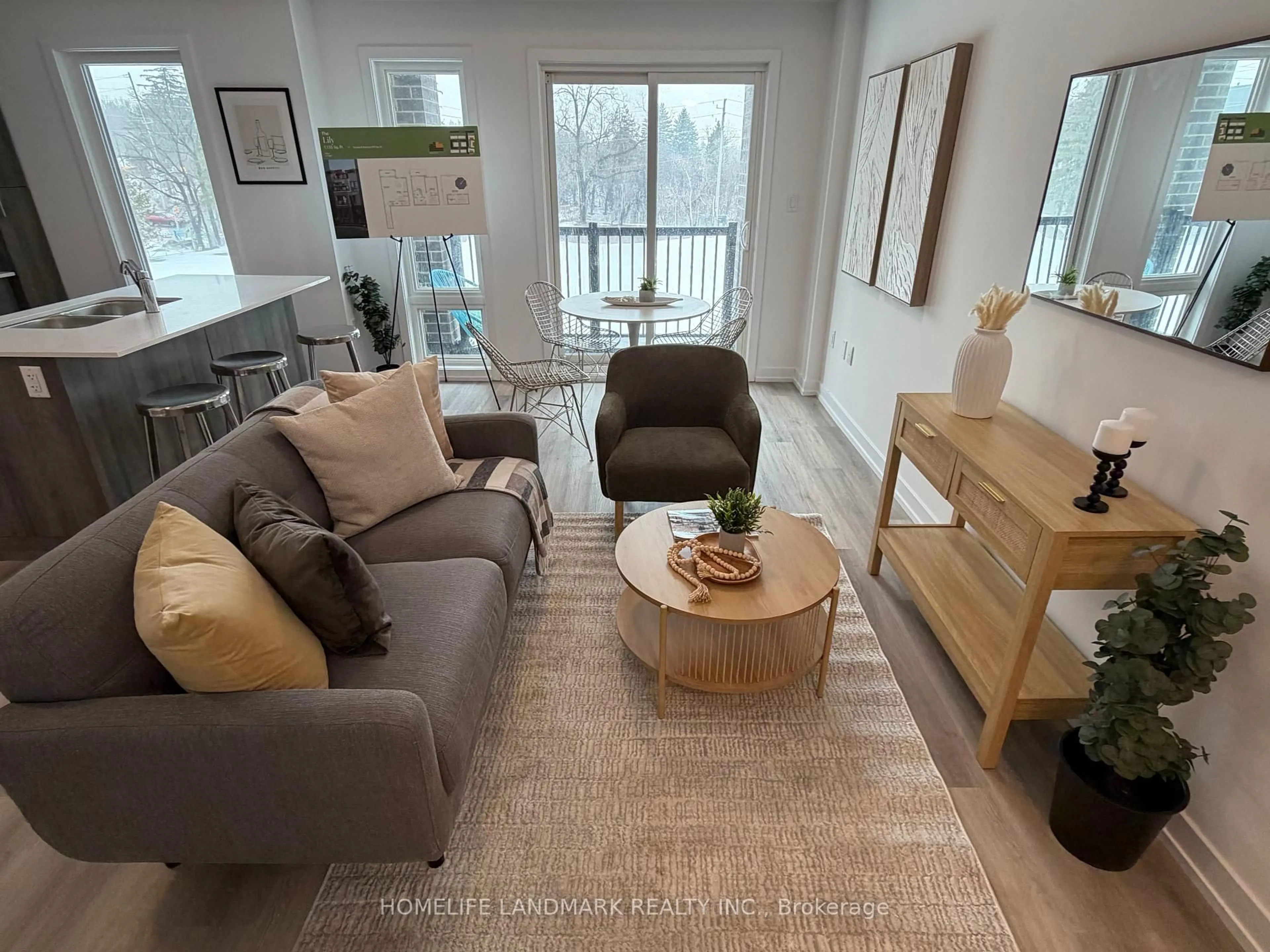 Living room with furniture, wood/laminate floor for 3 Bancroft Lane #209, Richmond Hill Ontario L4E 1M1