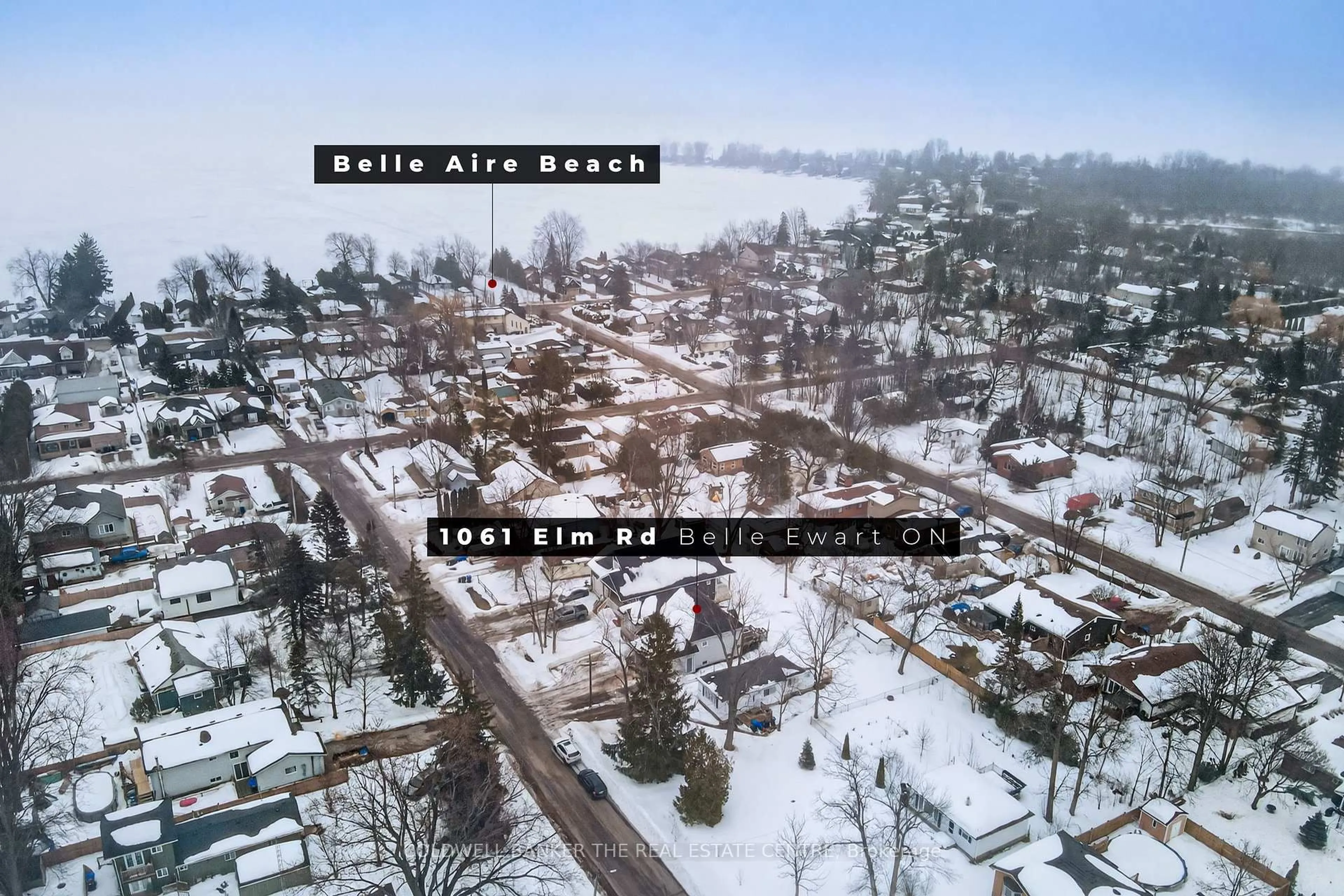 A pic from outside/outdoor area/front of a property/back of a property/a pic from drone, water/lake/river/ocean view for 1061 Elm Rd, Innisfil Ontario L0L 1C0