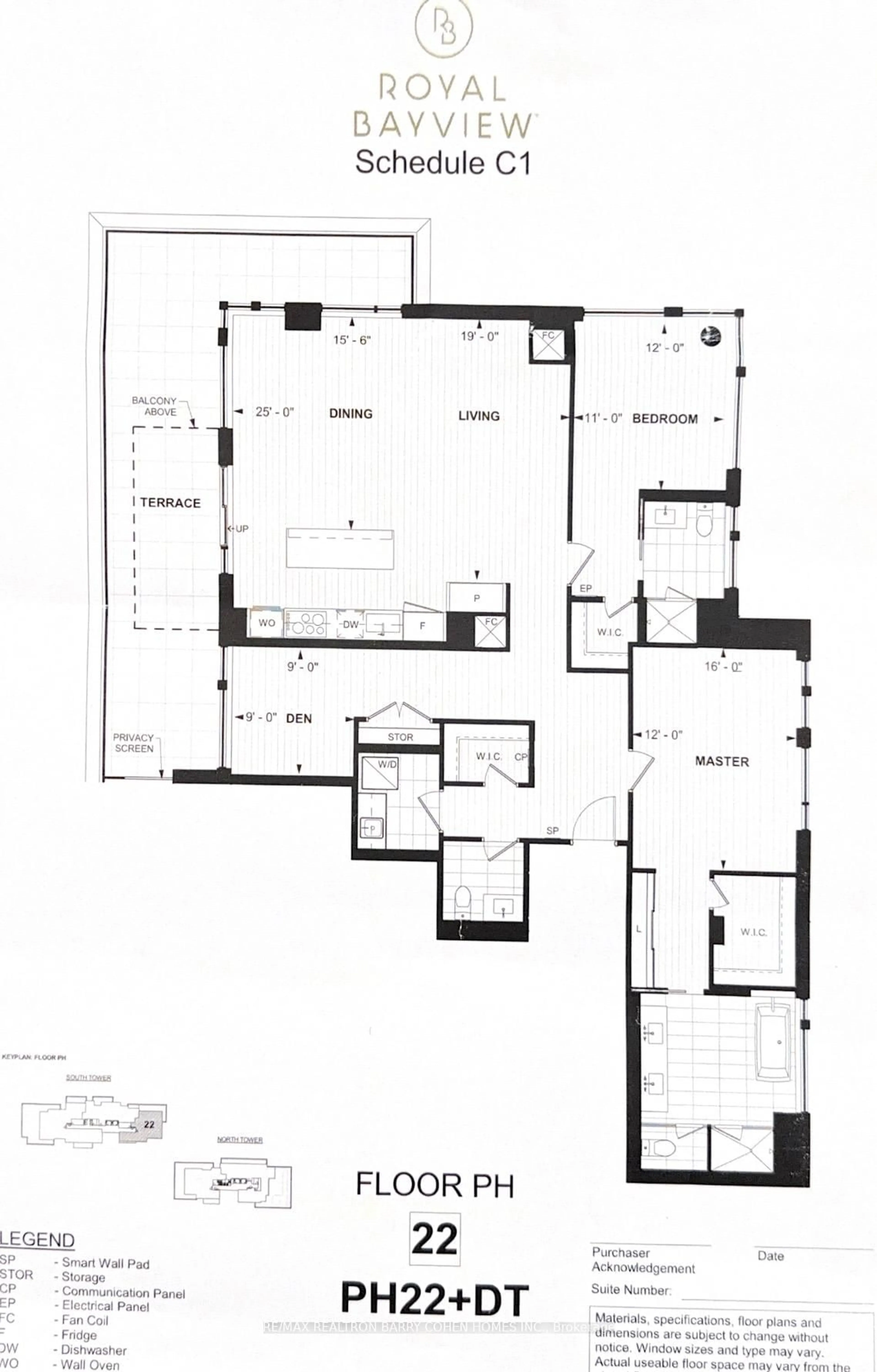 Floor plan for 399 Royal Orchard Blvd #PH22, Markham Ontario L3T 0H3