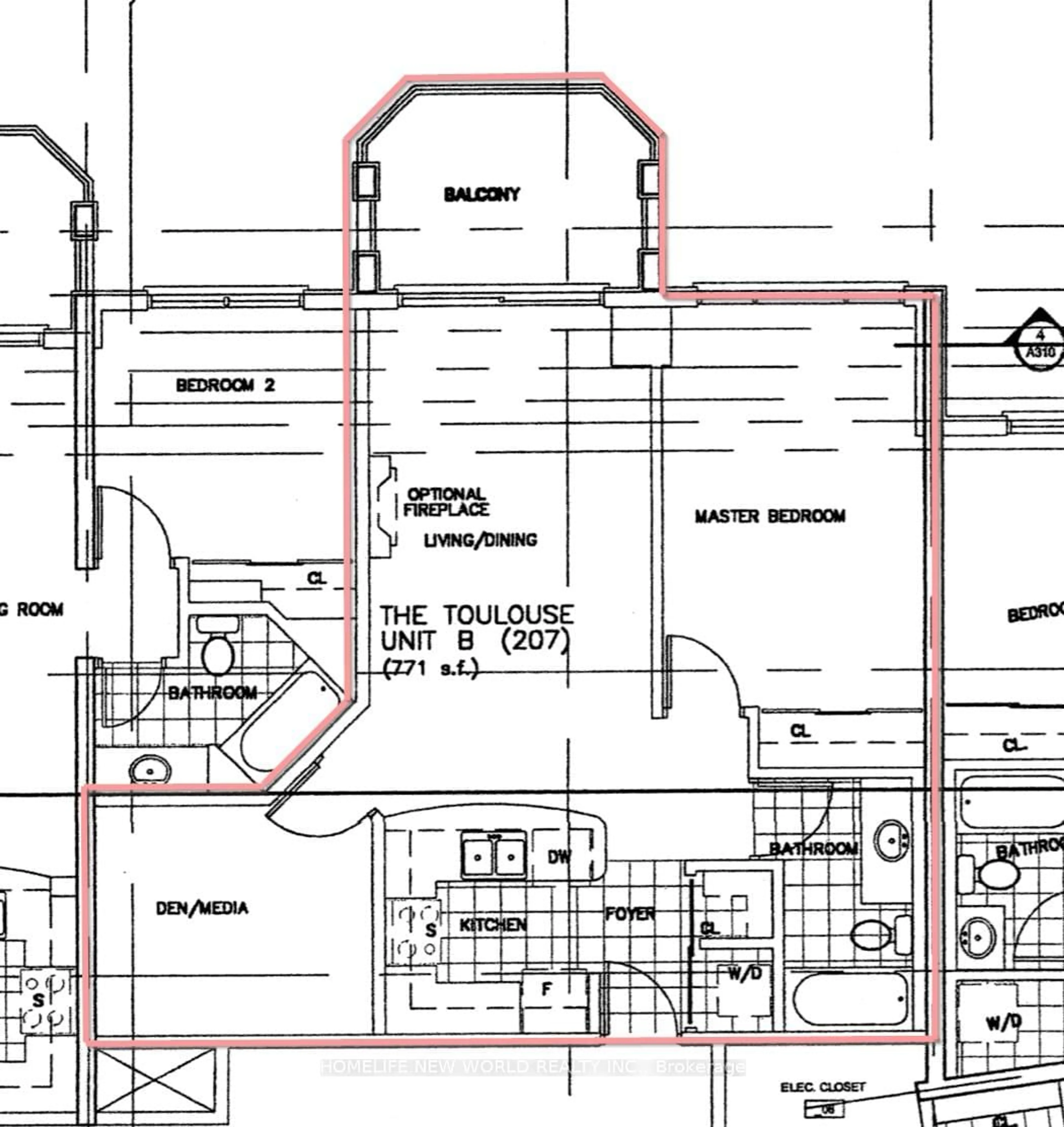 Floor plan for 1 Maison Parc Crt #609, Vaughan Ontario L4J 9K1