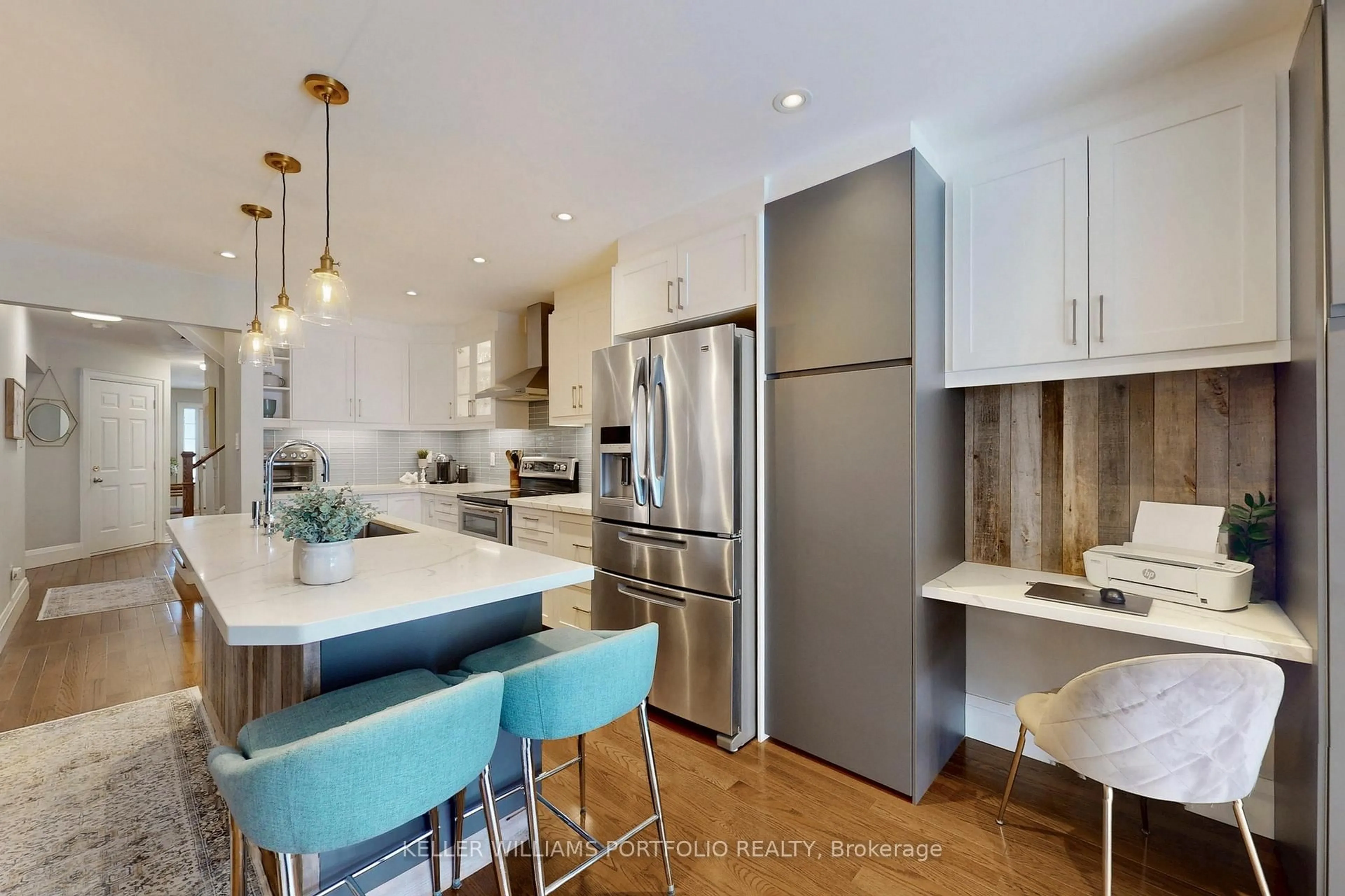 Contemporary kitchen, wood/laminate floor for 75 Monteith Cres, Vaughan Ontario L6A 3M9
