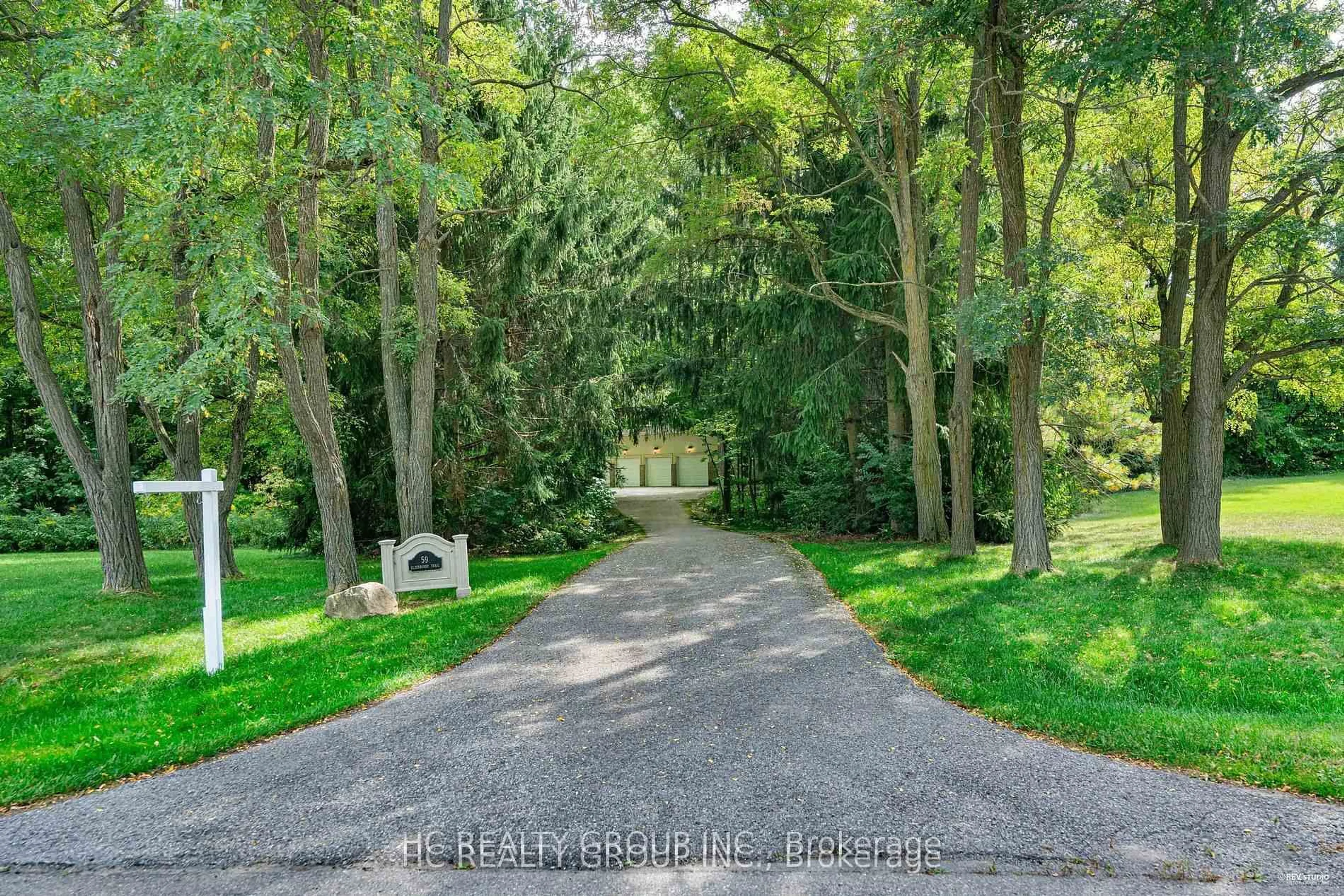 A pic from outside/outdoor area/front of a property/back of a property/a pic from drone, forest/trees view for 59 Elderberry Tr, Aurora Ontario L4G 6X1