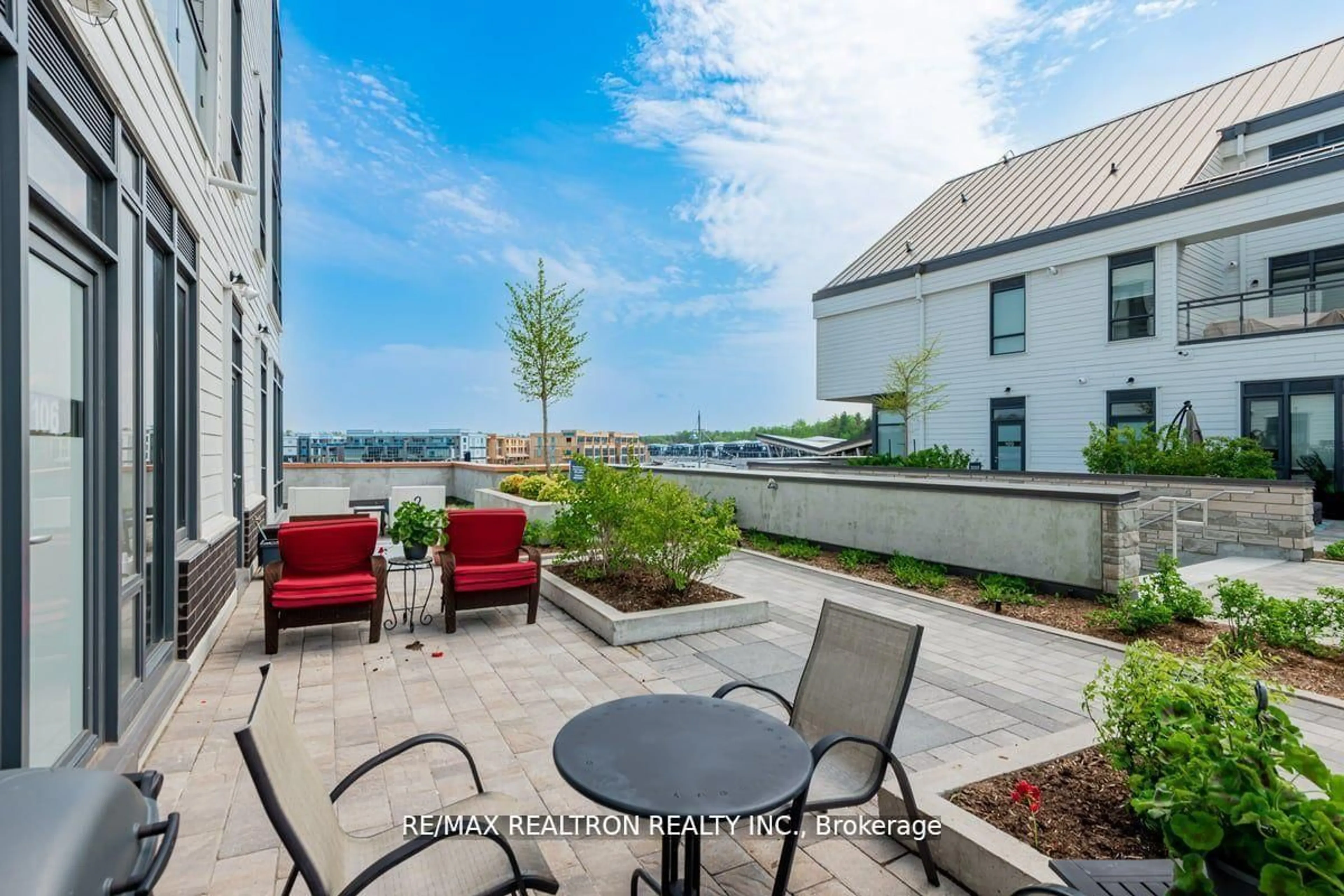 Patio, water/lake/river/ocean view for 303 Broward Way #106, Innisfil Ontario L9S 0M1