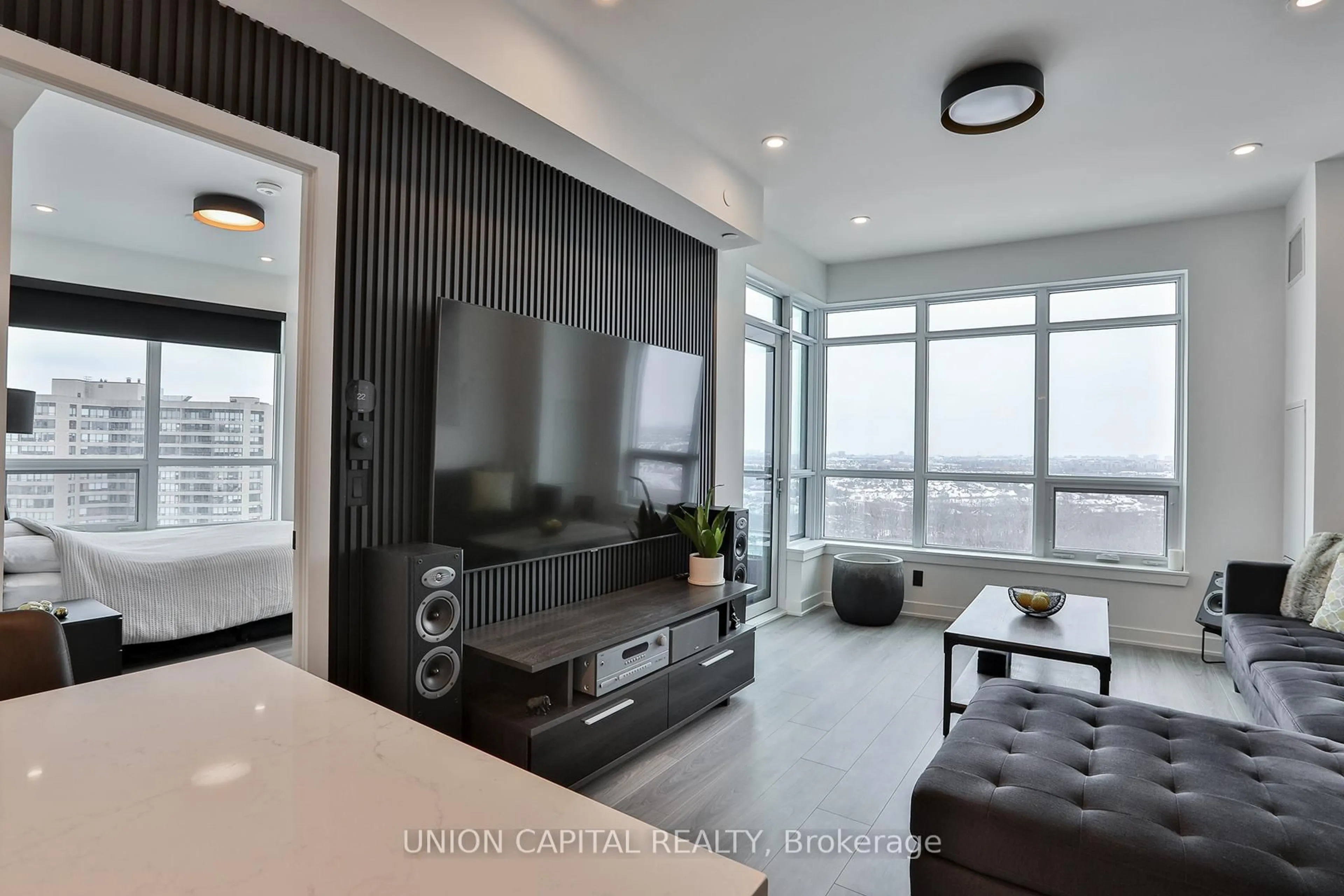 Living room with furniture, unknown for 30 Upper Mall Way #1002, Vaughan Ontario L4J 0L7