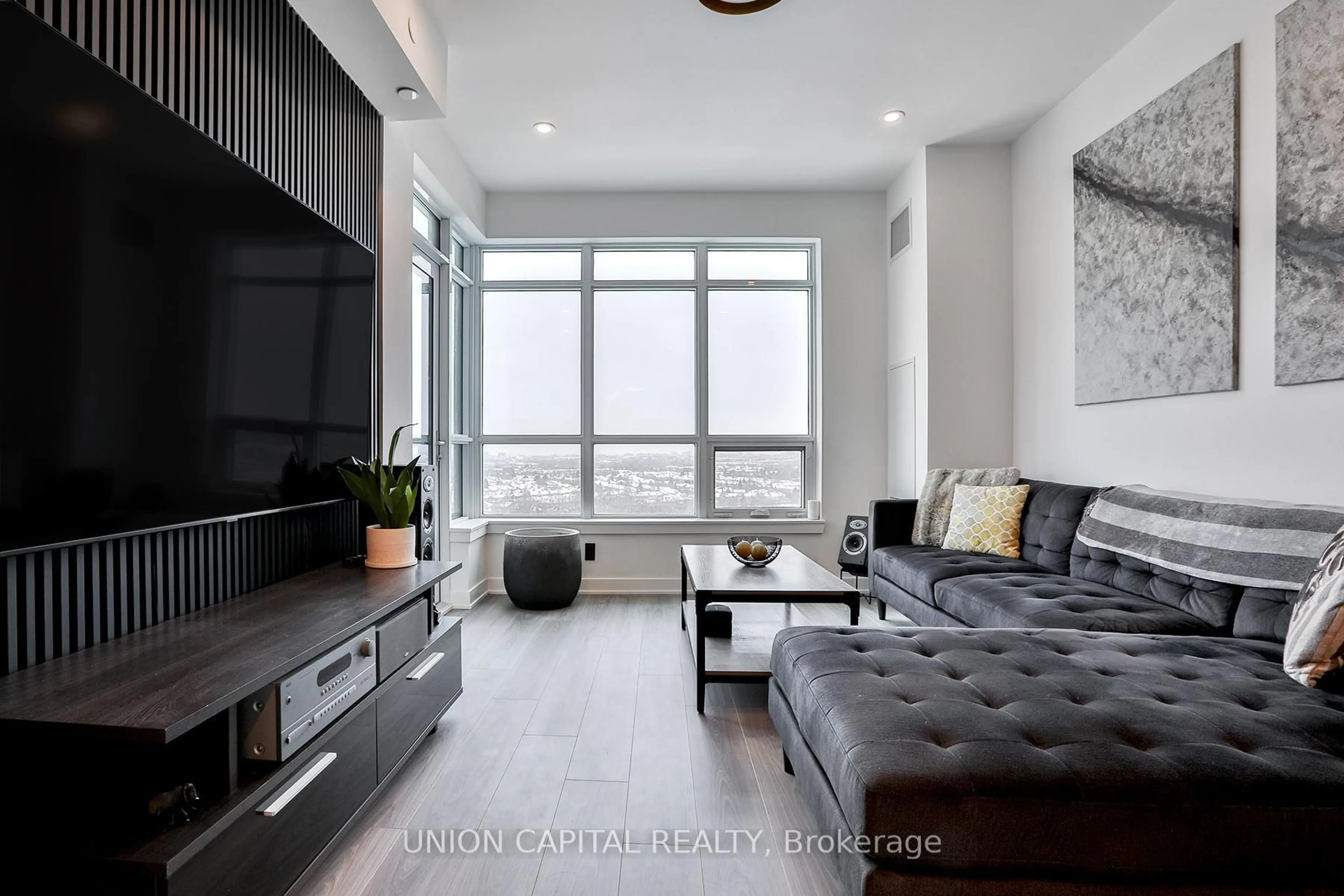 Living room with furniture, unknown for 30 Upper Mall Way #1002, Vaughan Ontario L4J 0L7