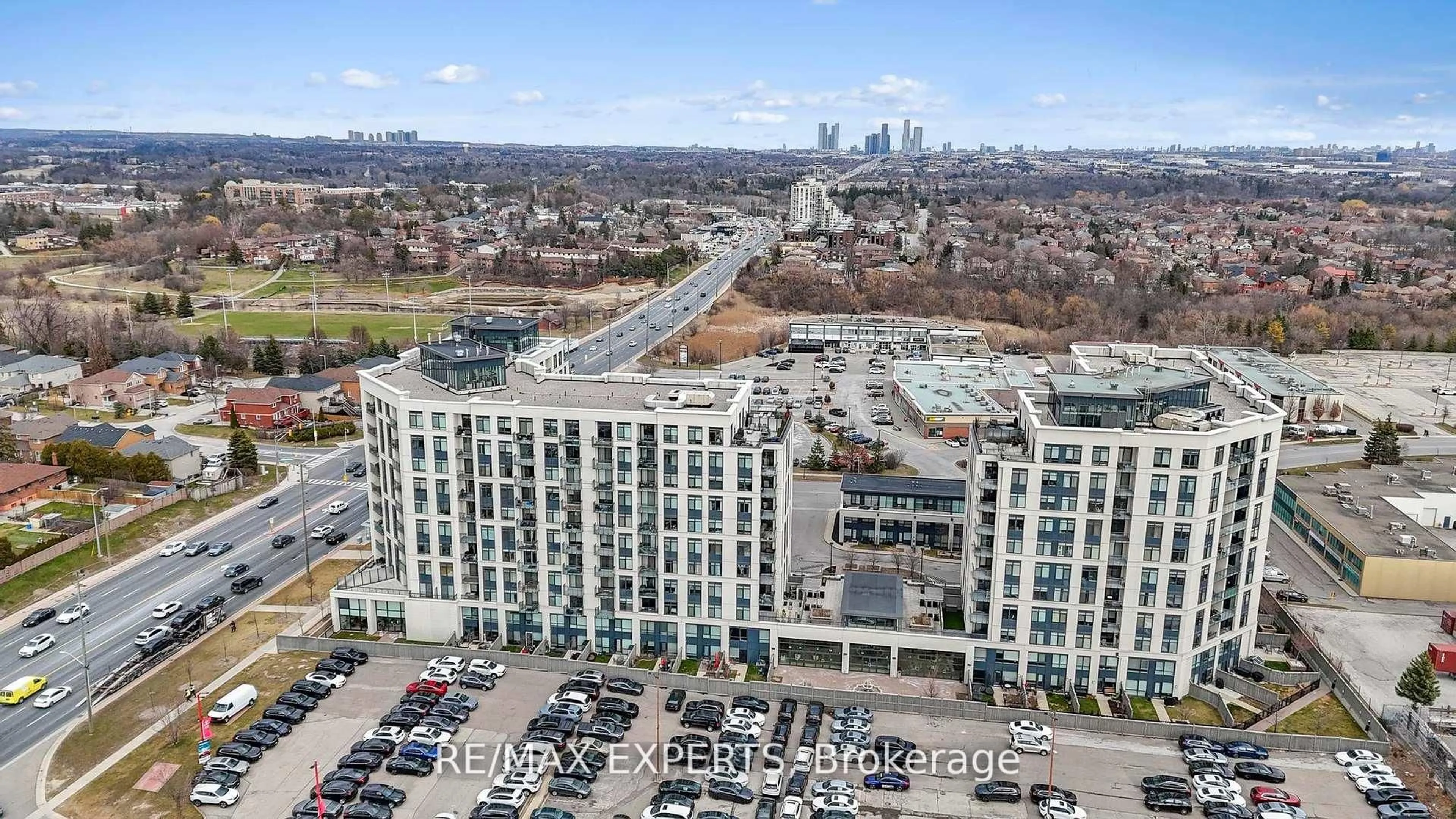 A pic from outside/outdoor area/front of a property/back of a property/a pic from drone, city buildings view from balcony for 12 Woodstream Blvd #201, Vaughan Ontario L4L 8C4