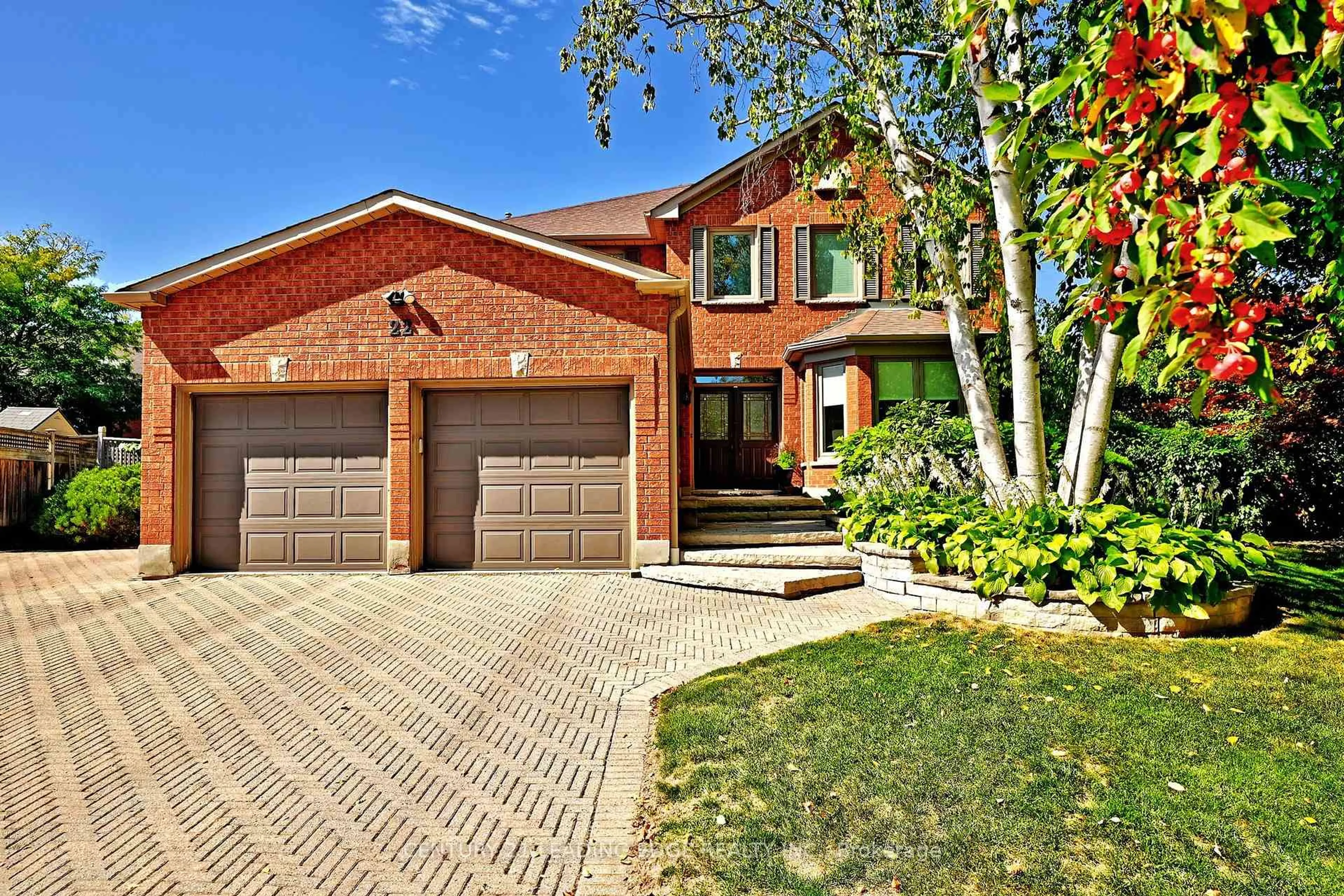 Home with brick exterior material, street for 22 Amberwood Crt, Markham Ontario L3R 9N1