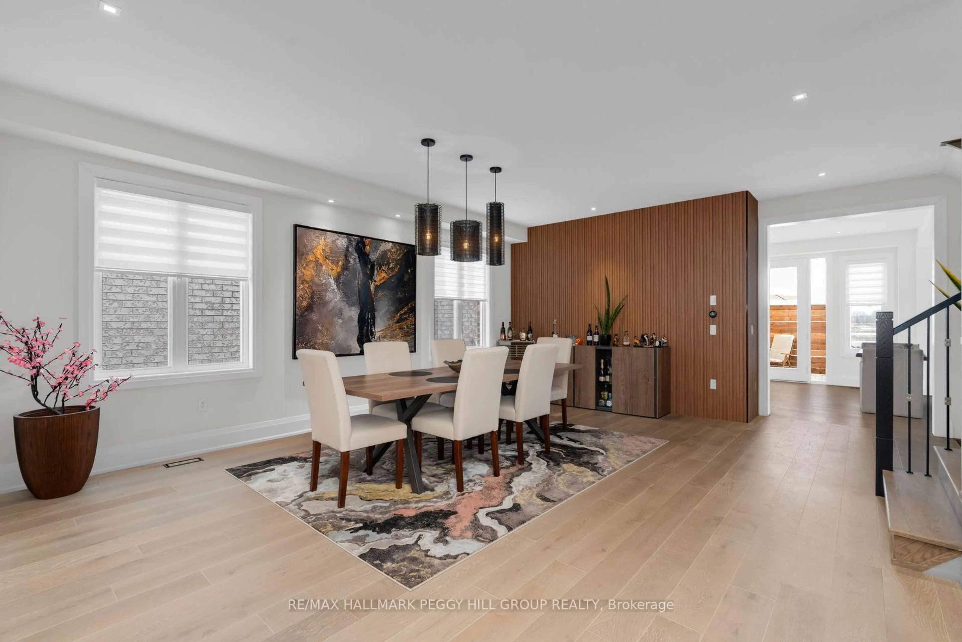 Dining room, wood/laminate floor for 61 Strathgreen Lane, Georgina Ontario L4P 0J3