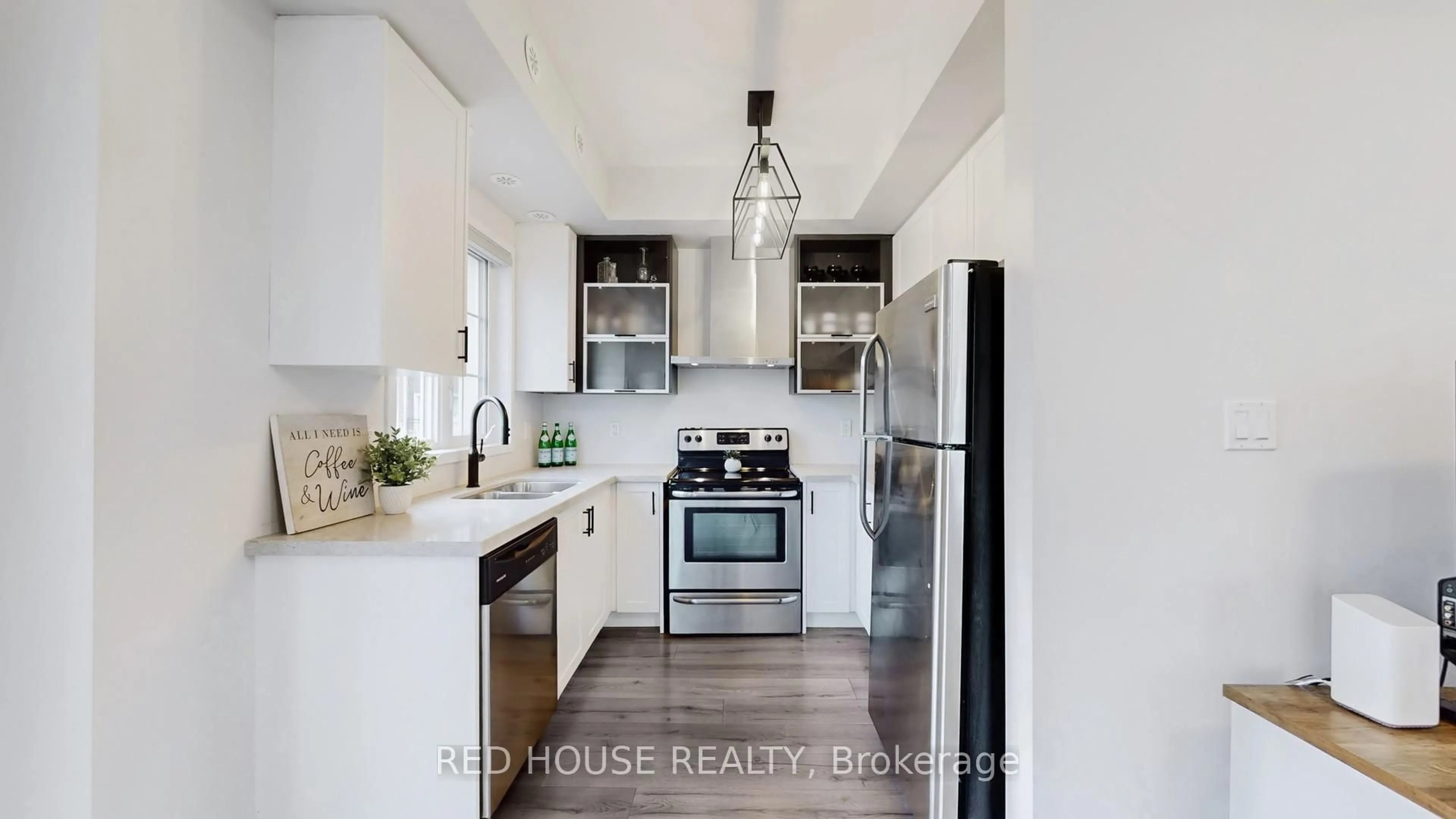 Open concept kitchen, ceramic/tile floor for 26 Bruce St #E08, Vaughan Ontario L4L 1J4