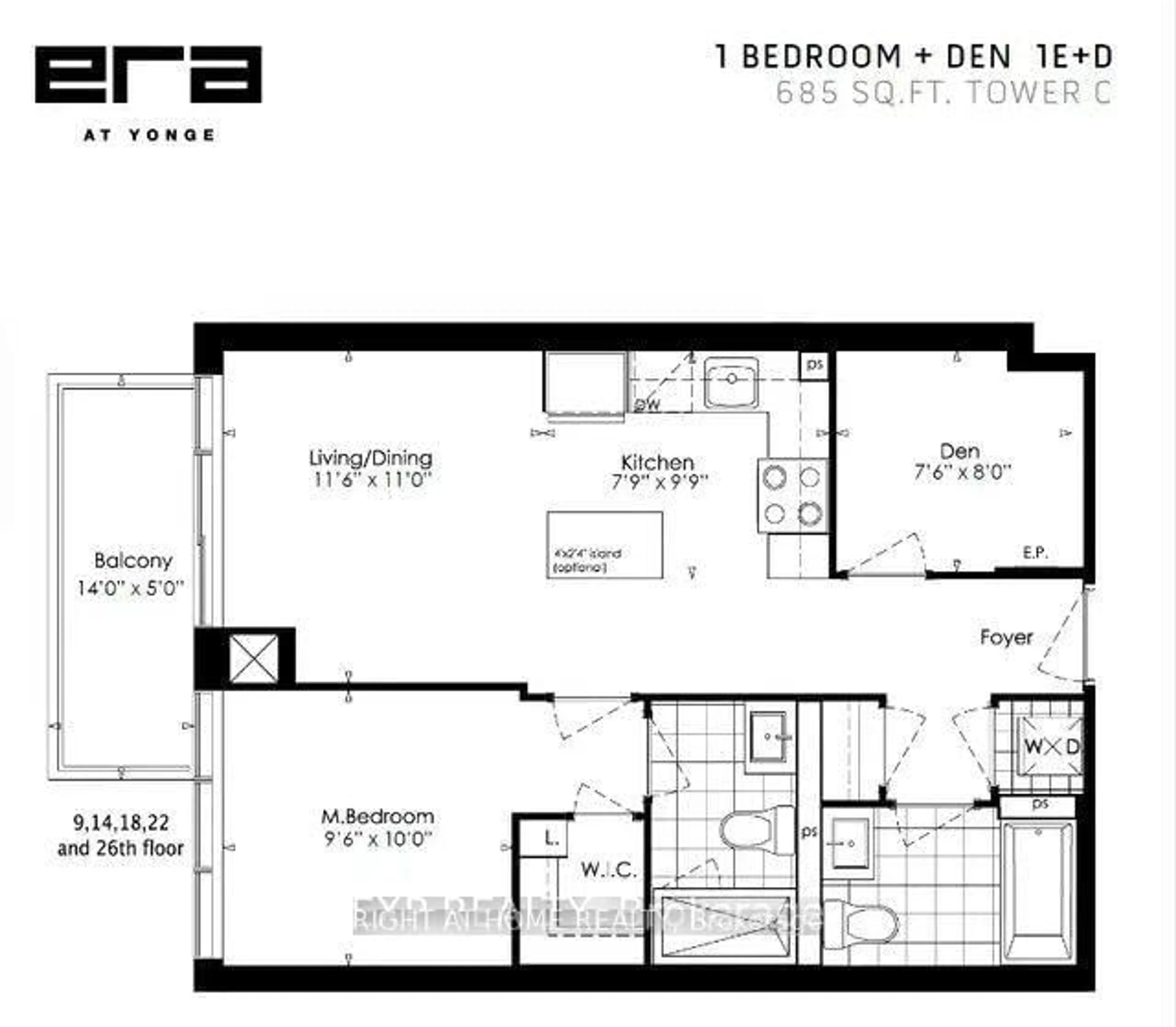 Floor plan for 105 Oneida Cres ##1611, Richmond Hill Ontario L4B 0H6