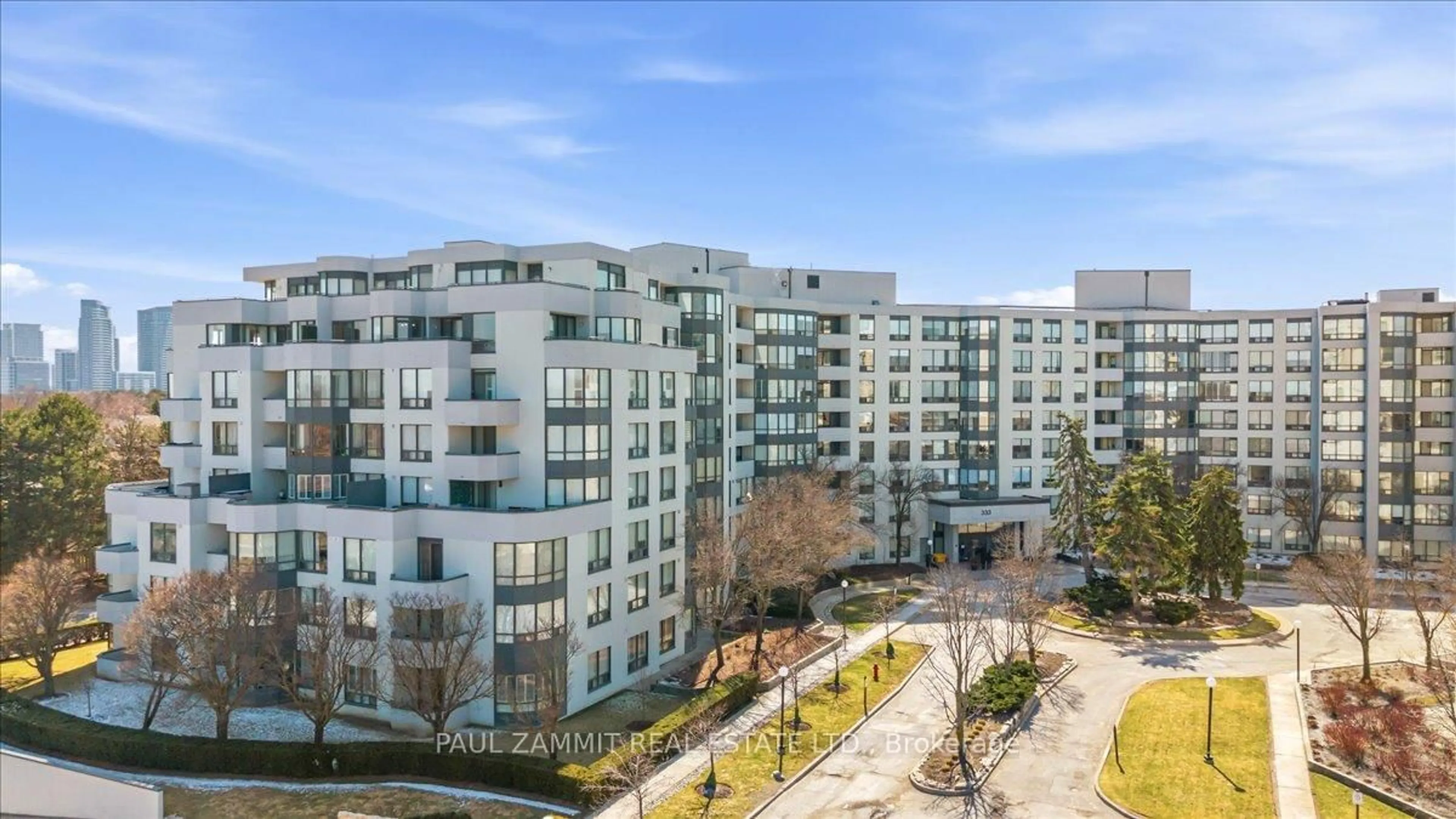 A pic from outside/outdoor area/front of a property/back of a property/a pic from drone, city buildings view from balcony for 333 Clark Ave ##103, Vaughan Ontario L4J 7K4