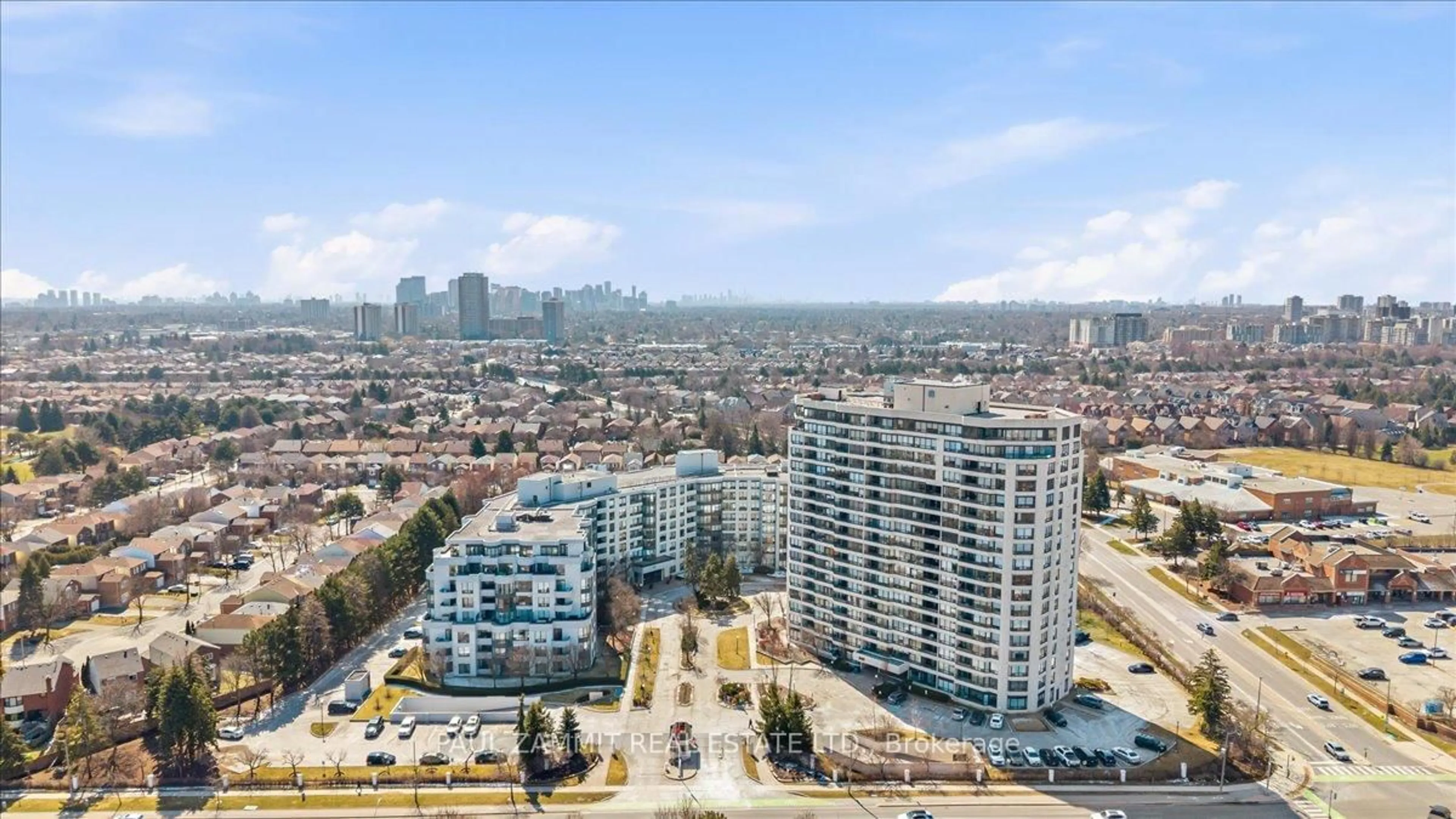 A pic from outside/outdoor area/front of a property/back of a property/a pic from drone, city buildings view from balcony for 333 Clark Ave ##103, Vaughan Ontario L4J 7K4
