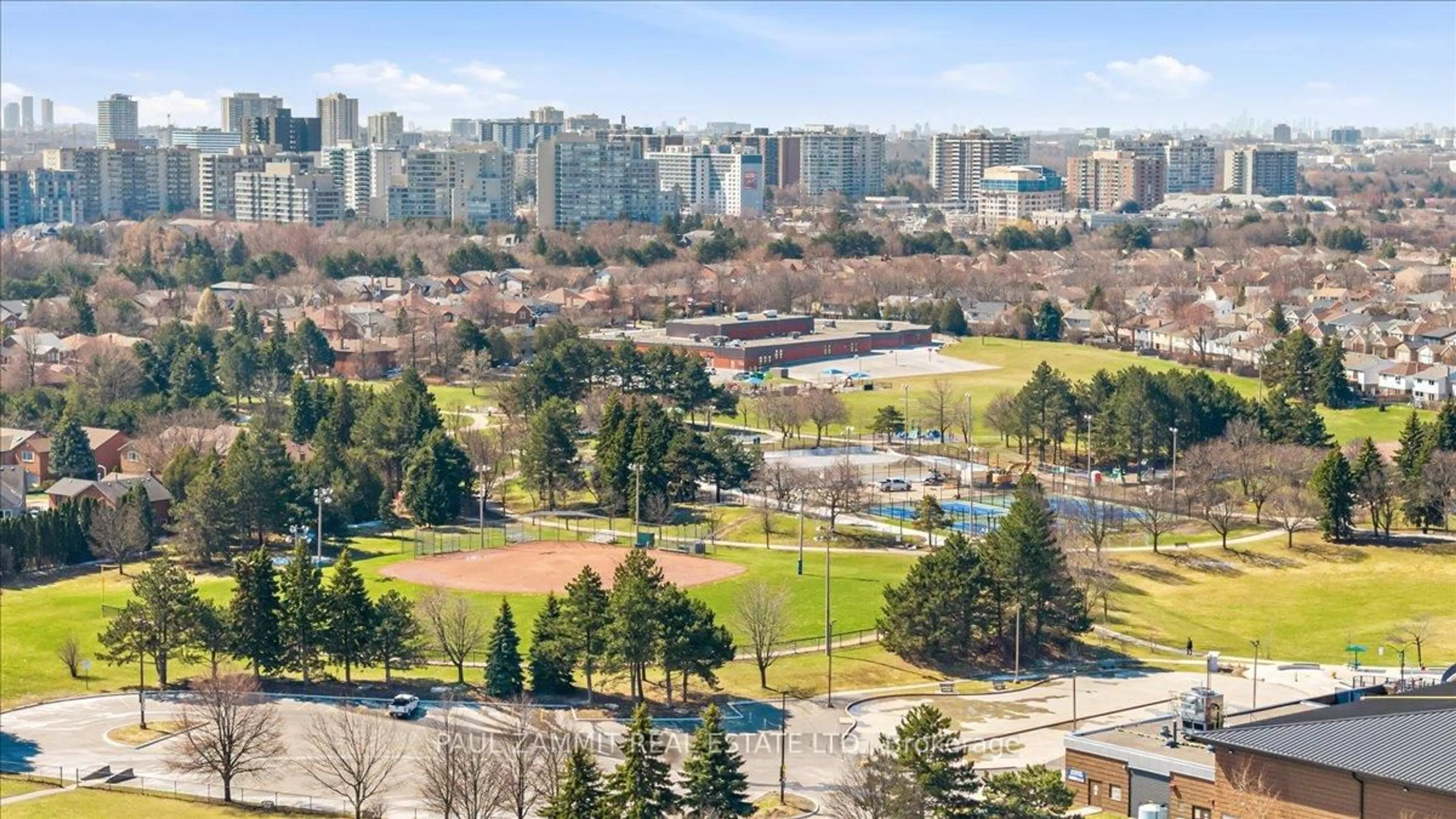 A pic from outside/outdoor area/front of a property/back of a property/a pic from drone, city buildings view from balcony for 333 Clark Ave ##103, Vaughan Ontario L4J 7K4