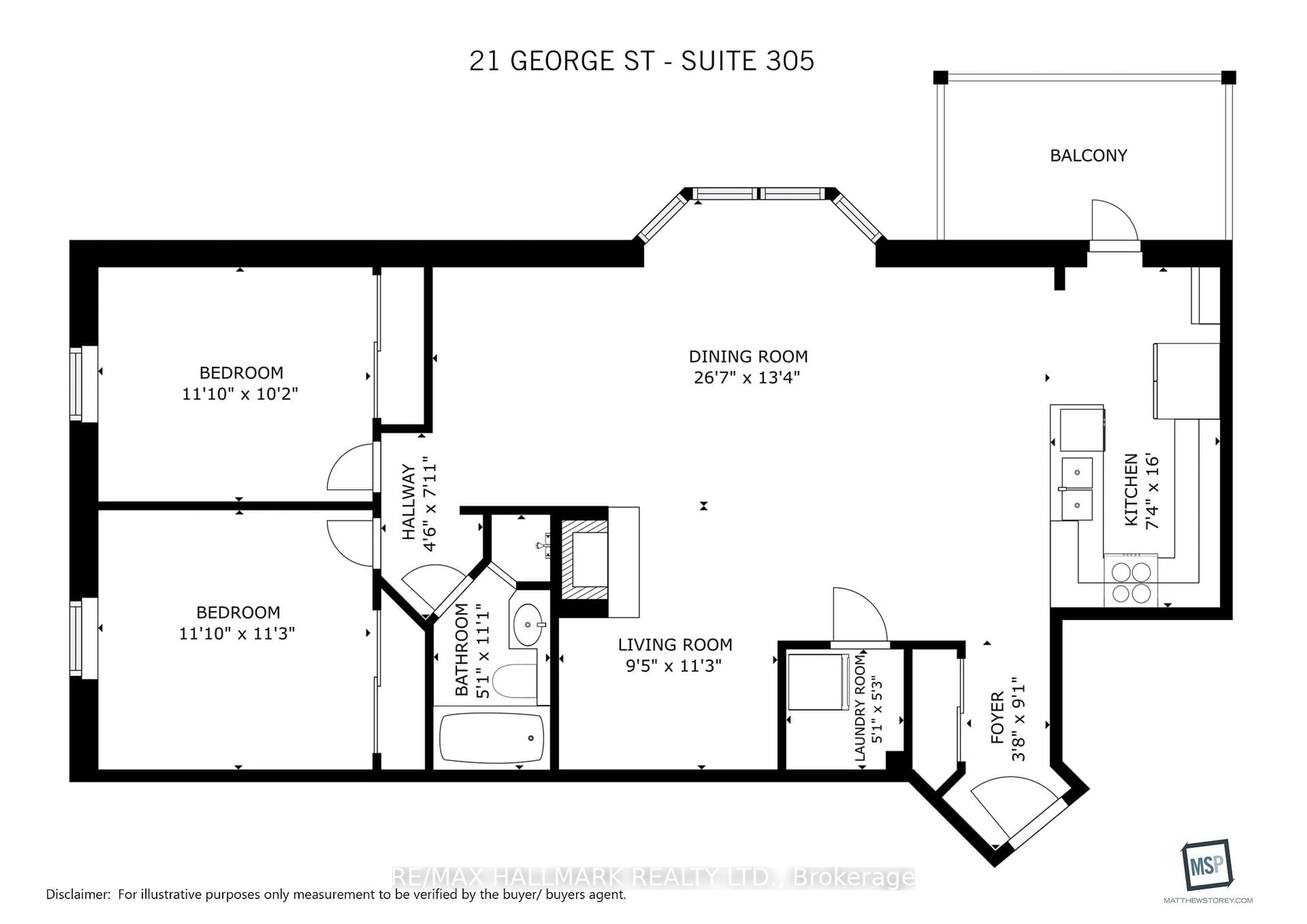 Floor plan for 21 George St #305, Aurora Ontario L4G 2S1