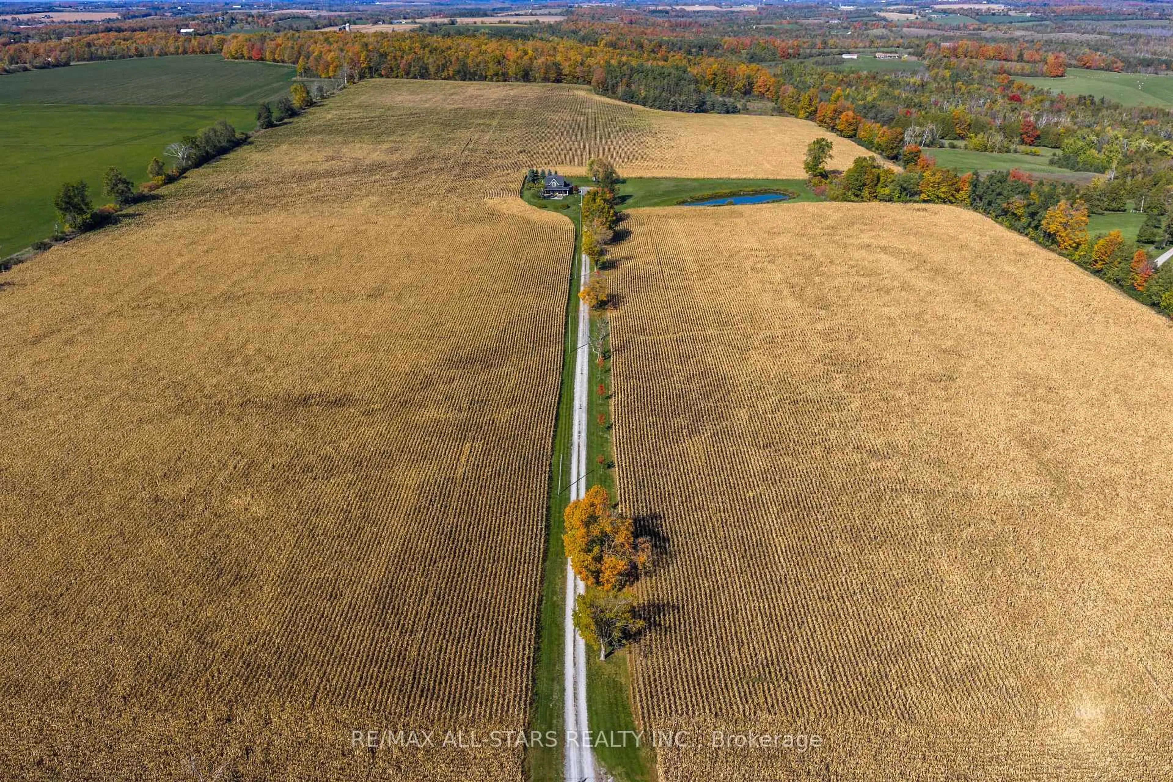 A pic from outside/outdoor area/front of a property/back of a property/a pic from drone, forest/trees view for 1985 Regional Road 13 Rd, Brock Ontario L0C 1H0