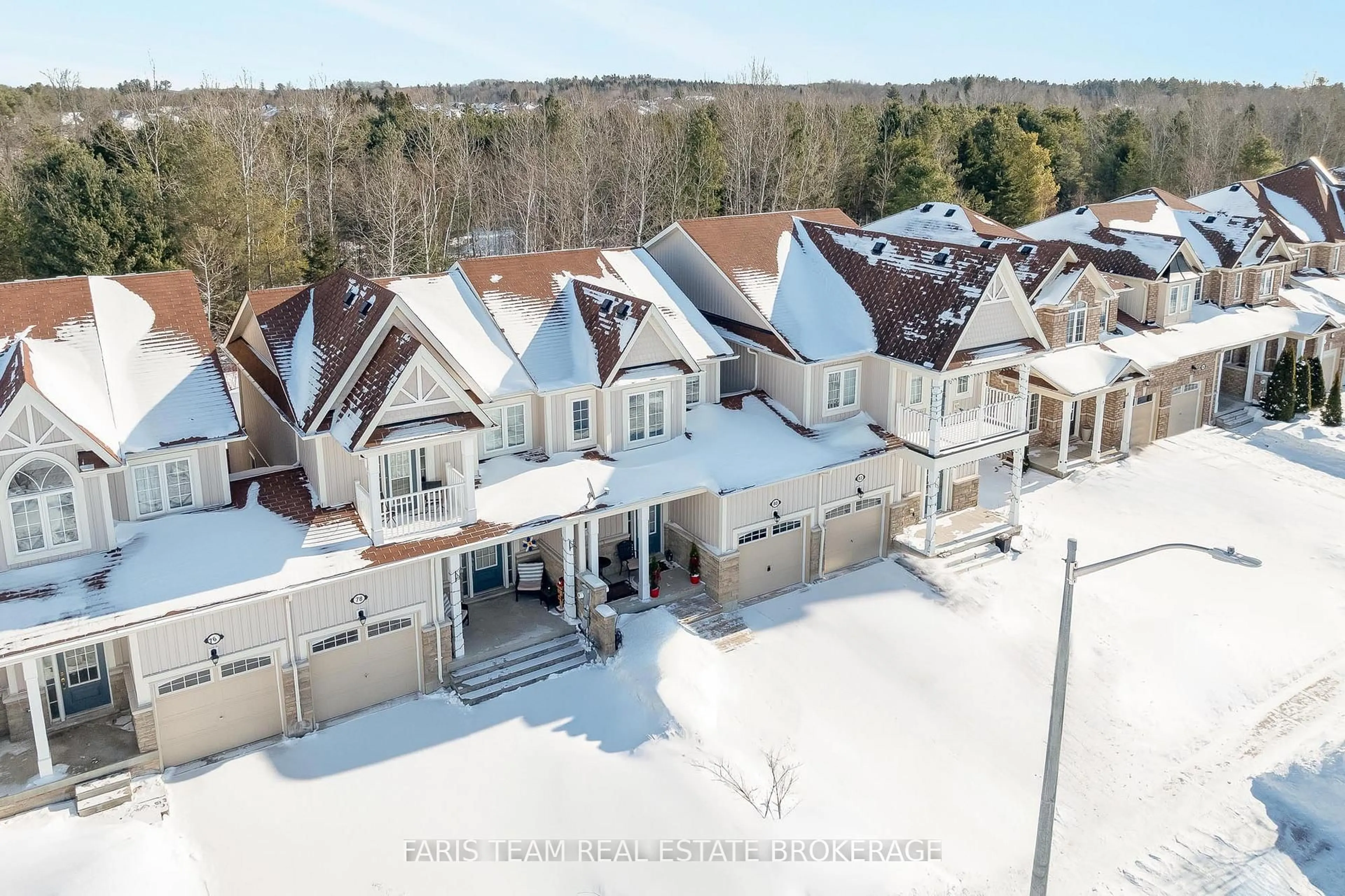 A pic from outside/outdoor area/front of a property/back of a property/a pic from drone, mountain view for 80 Blanchard Cres, Essa Ontario L3W 0M9