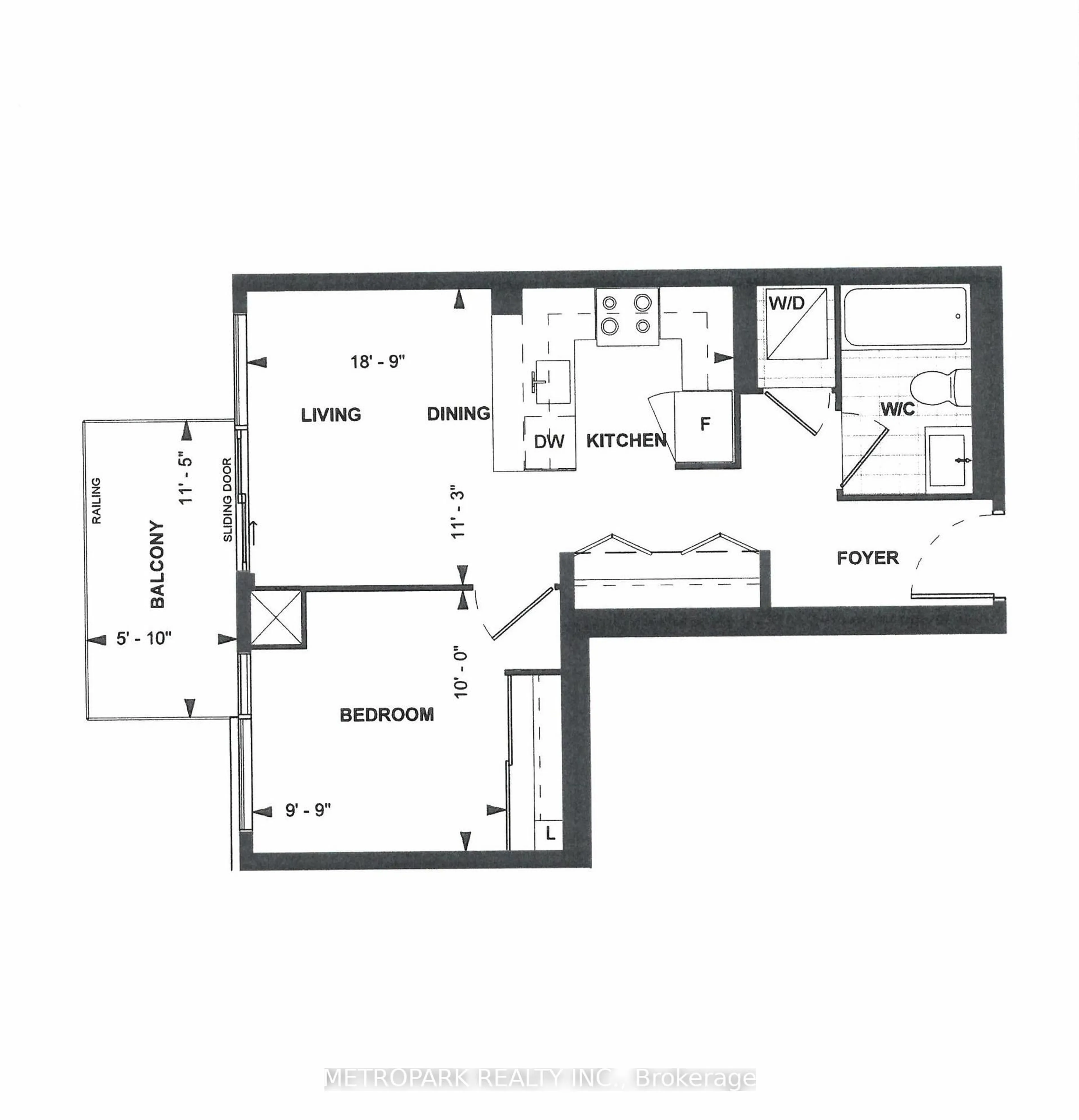 Floor plan for 27 Korda Gate #1410, Vaughan Ontario L4K 2M9