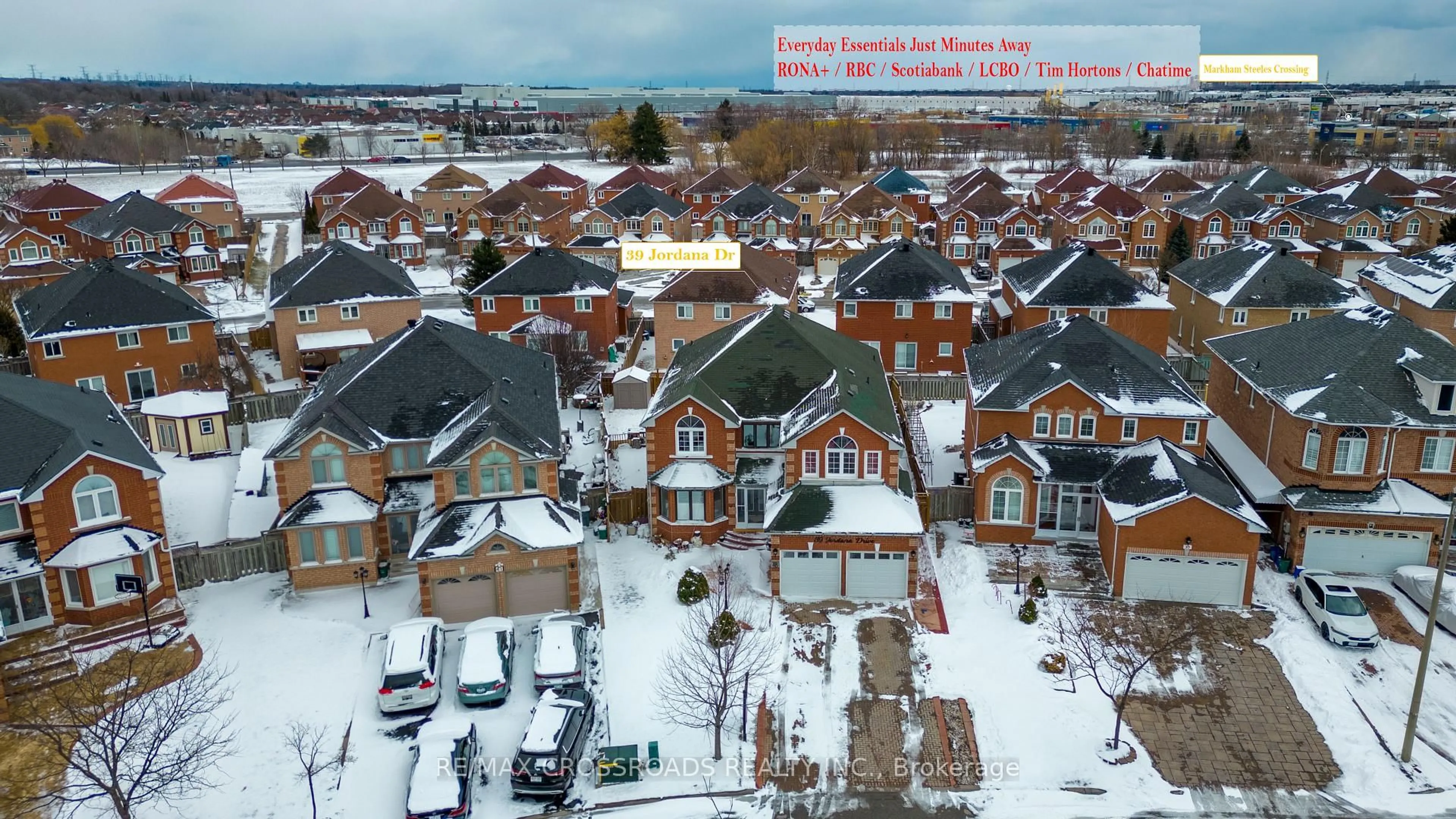 A pic from outside/outdoor area/front of a property/back of a property/a pic from drone, city buildings view from balcony for 39 Jordana Dr, Markham Ontario L3S 3N8