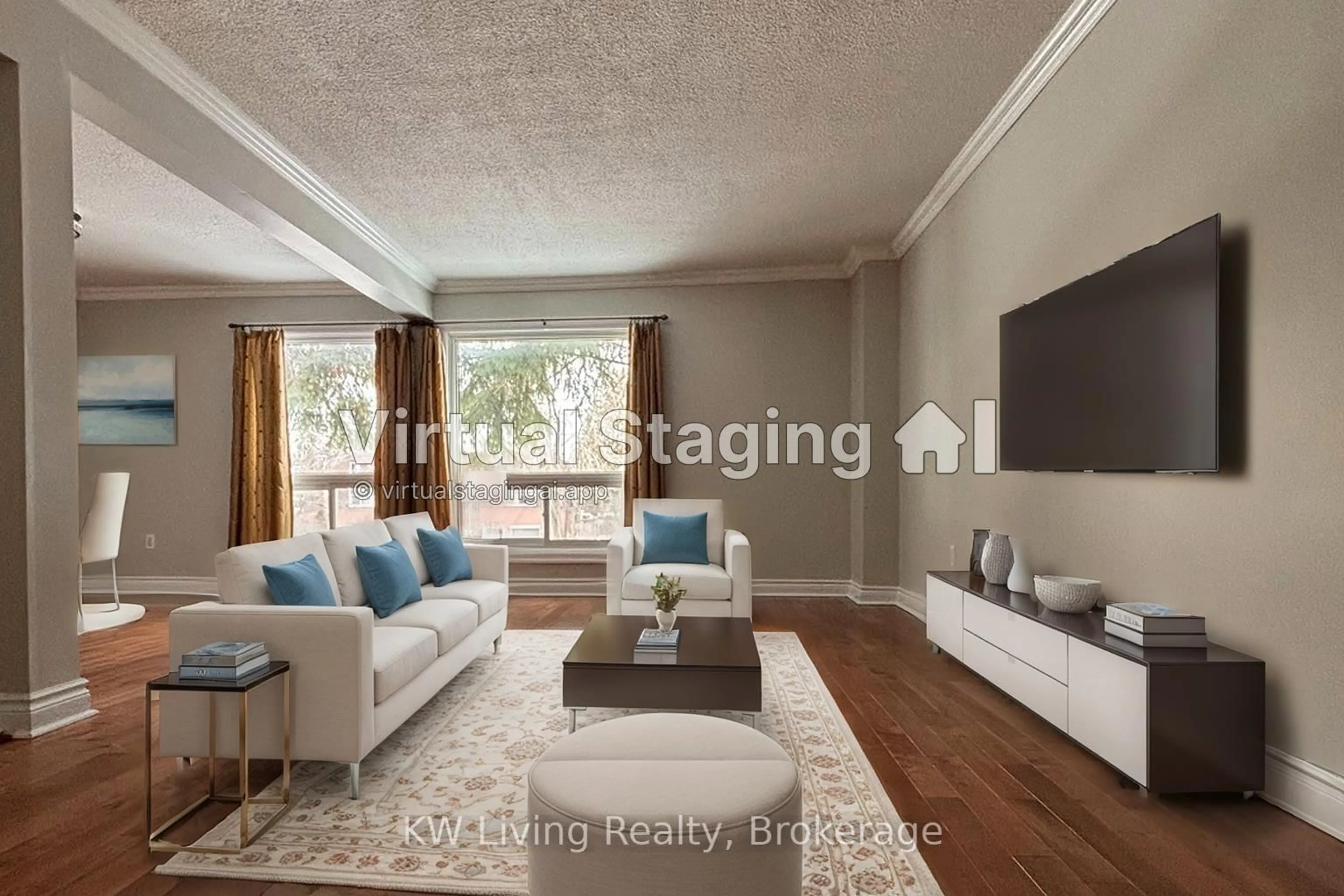Living room with furniture, wood/laminate floor for 646 Village Pkwy #28, Markham Ontario L3R 2S7