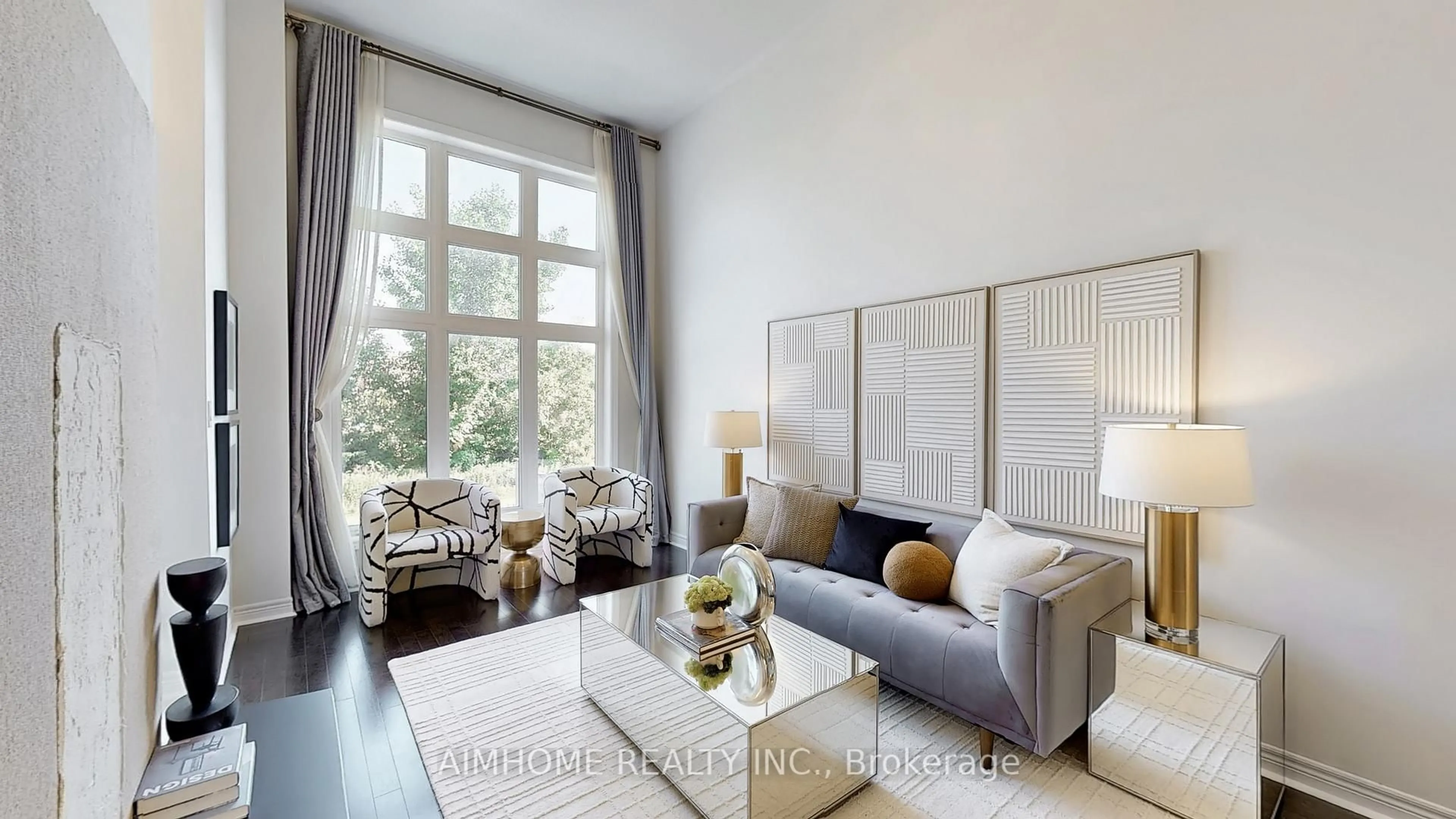 Living room with furniture, wood/laminate floor for 23 Victor Herbert Way, Markham Ontario L6C 0N6