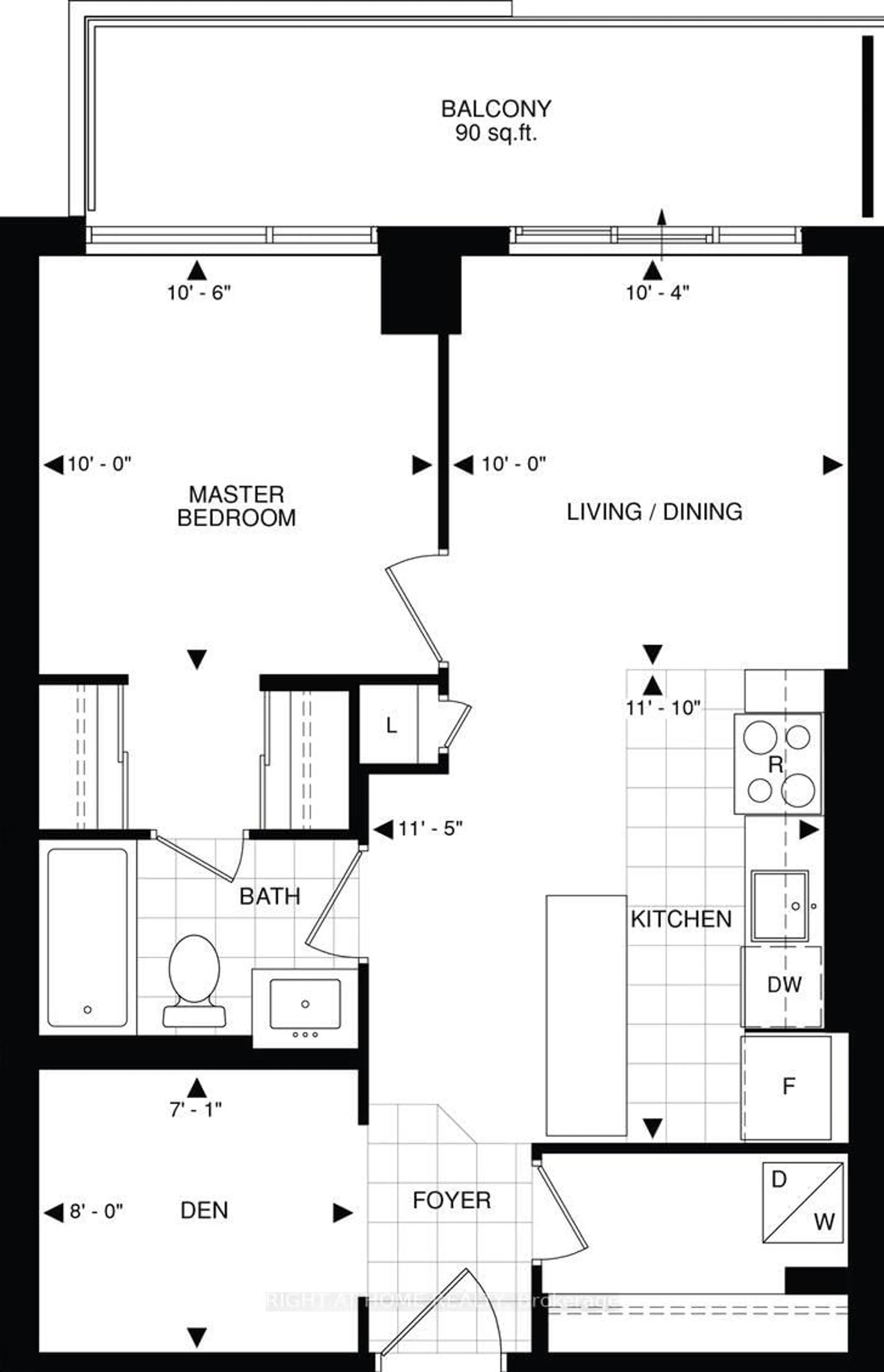 Floor plan for 9205 Yonge St #NE616, Richmond Hill Ontario L4C 1V5