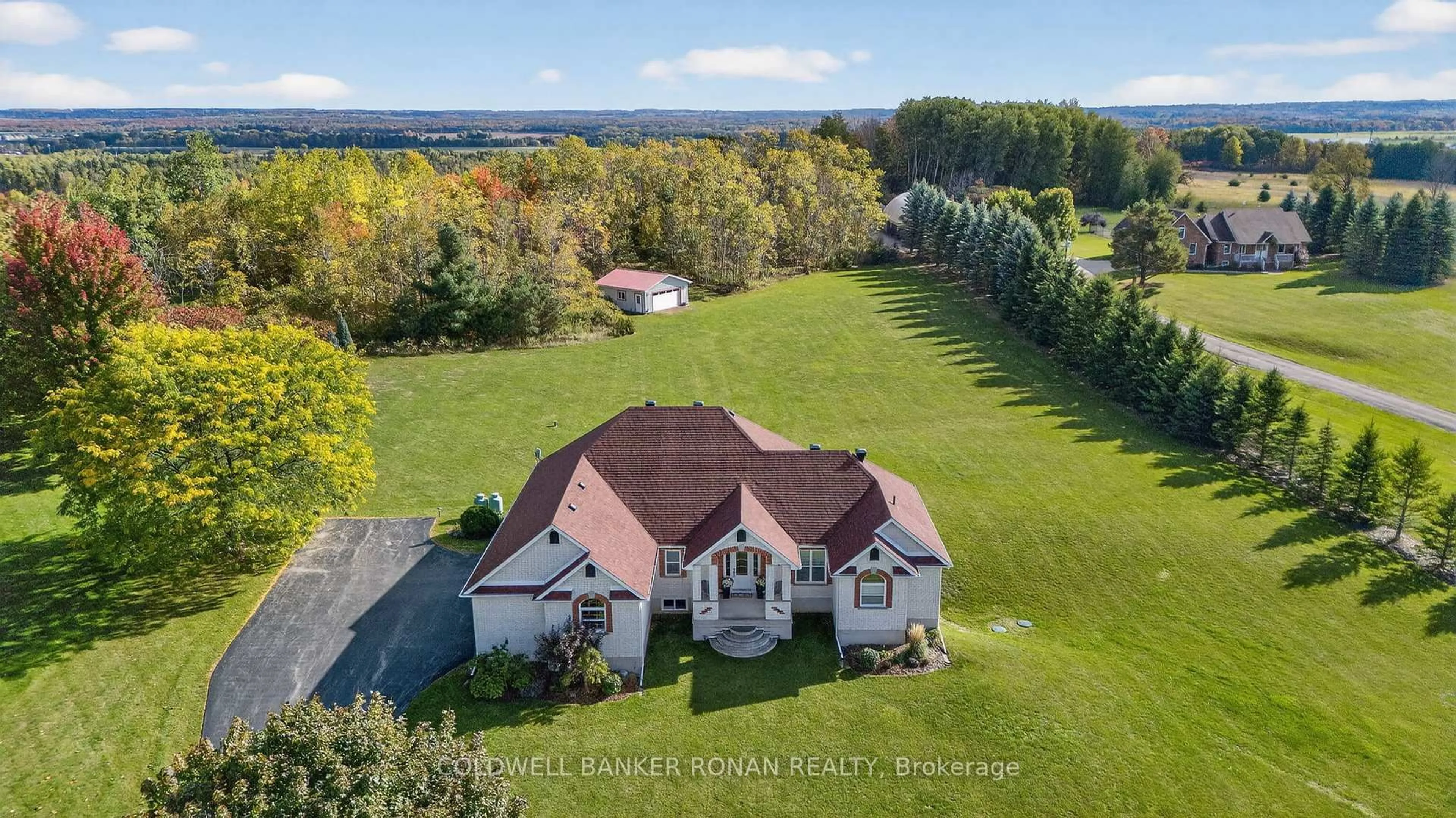 A pic from outside/outdoor area/front of a property/back of a property/a pic from drone, water/lake/river/ocean view for 6595 3rd Line, Essa Ontario L9R 1V2