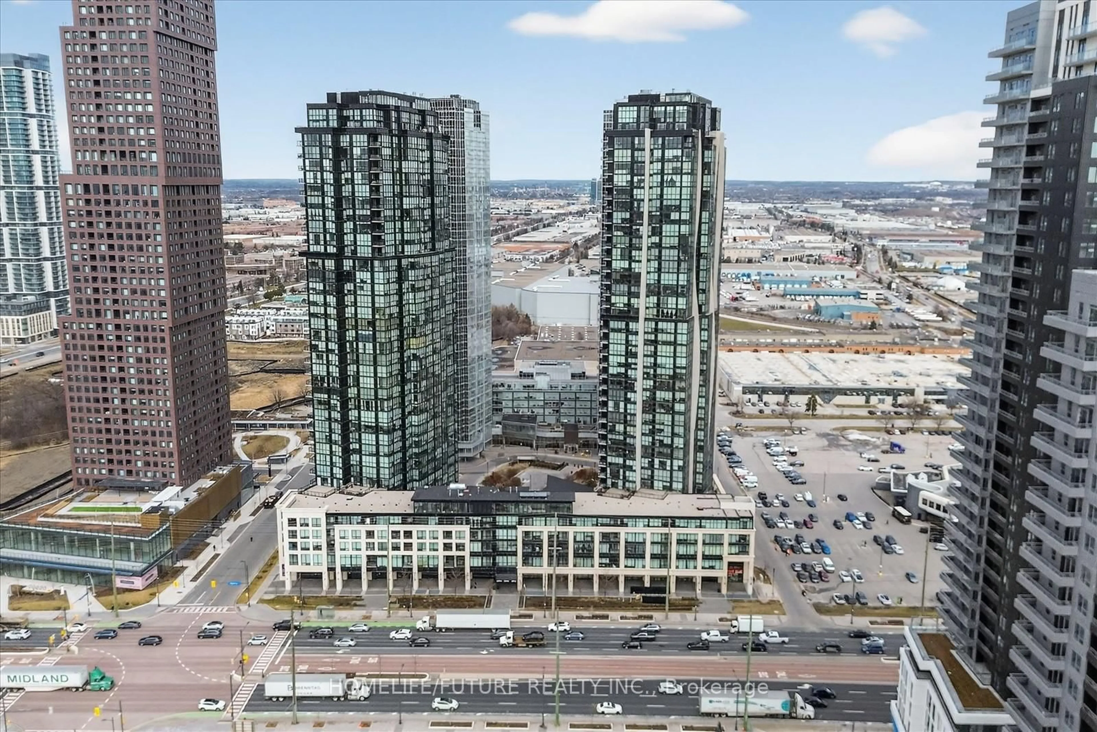 A pic from outside/outdoor area/front of a property/back of a property/a pic from drone, city buildings view from balcony for 2900 Highway 7 #1505, Vaughan Ontario L4K 0G3