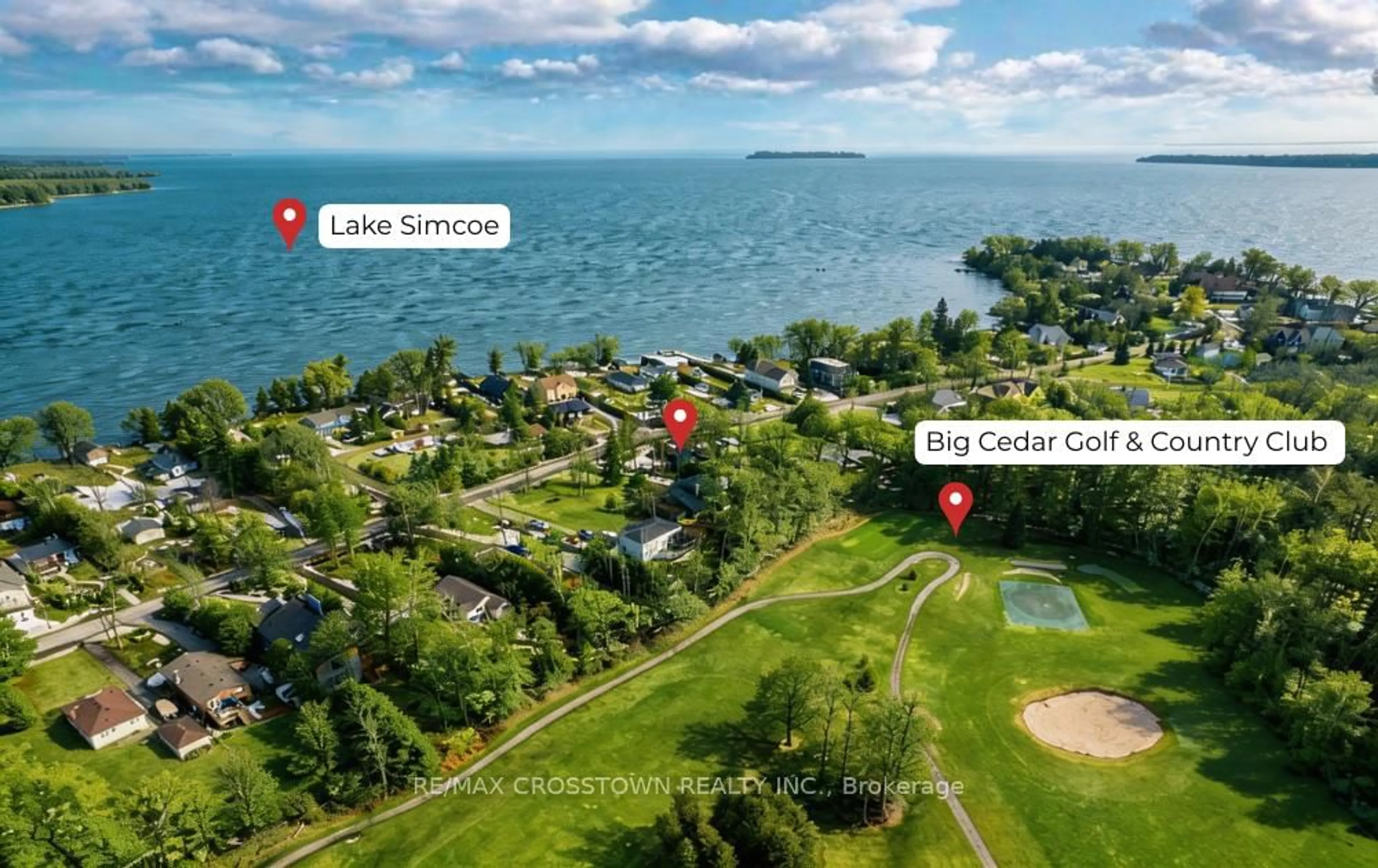 A pic from outside/outdoor area/front of a property/back of a property/a pic from drone, water/lake/river/ocean view for 741 Cedarvale Dr, Innisfil Ontario L9S 4L2