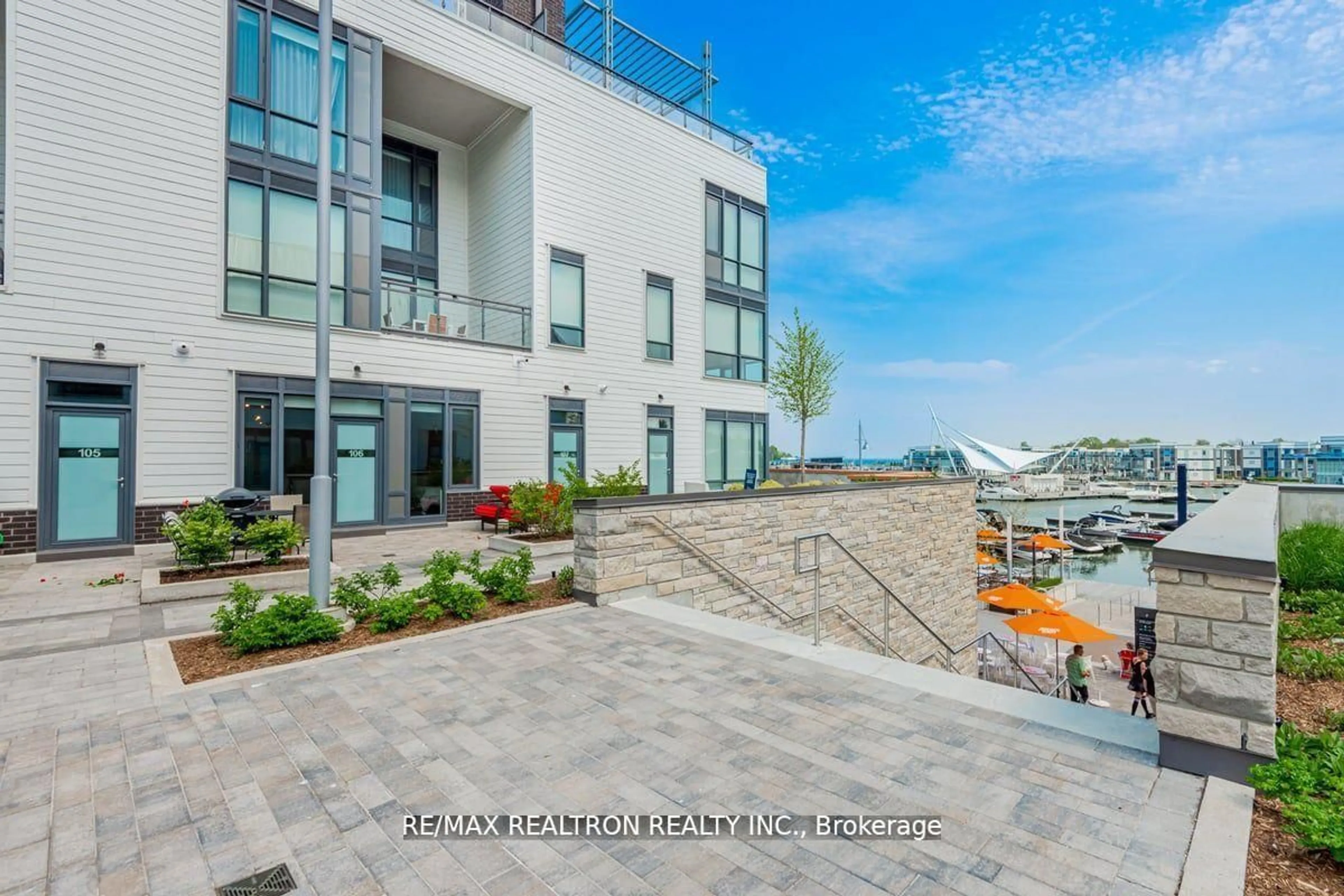 Patio, water/lake/river/ocean view for 303 Broward Way #106, Innisfil Ontario L9S 0M1