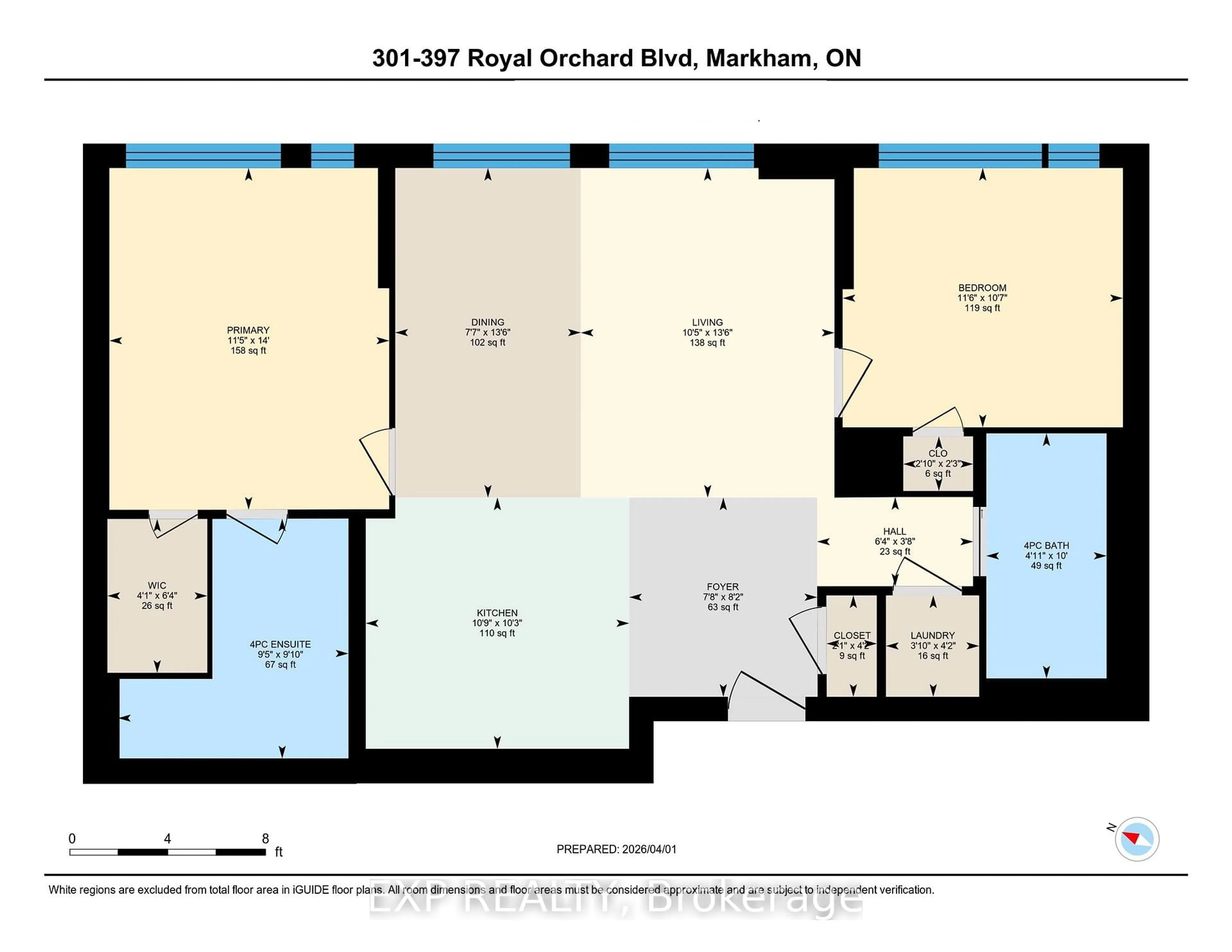 Floor plan for 397 Royal Orchard Blvd #301, Markham Ontario L3T 0H3