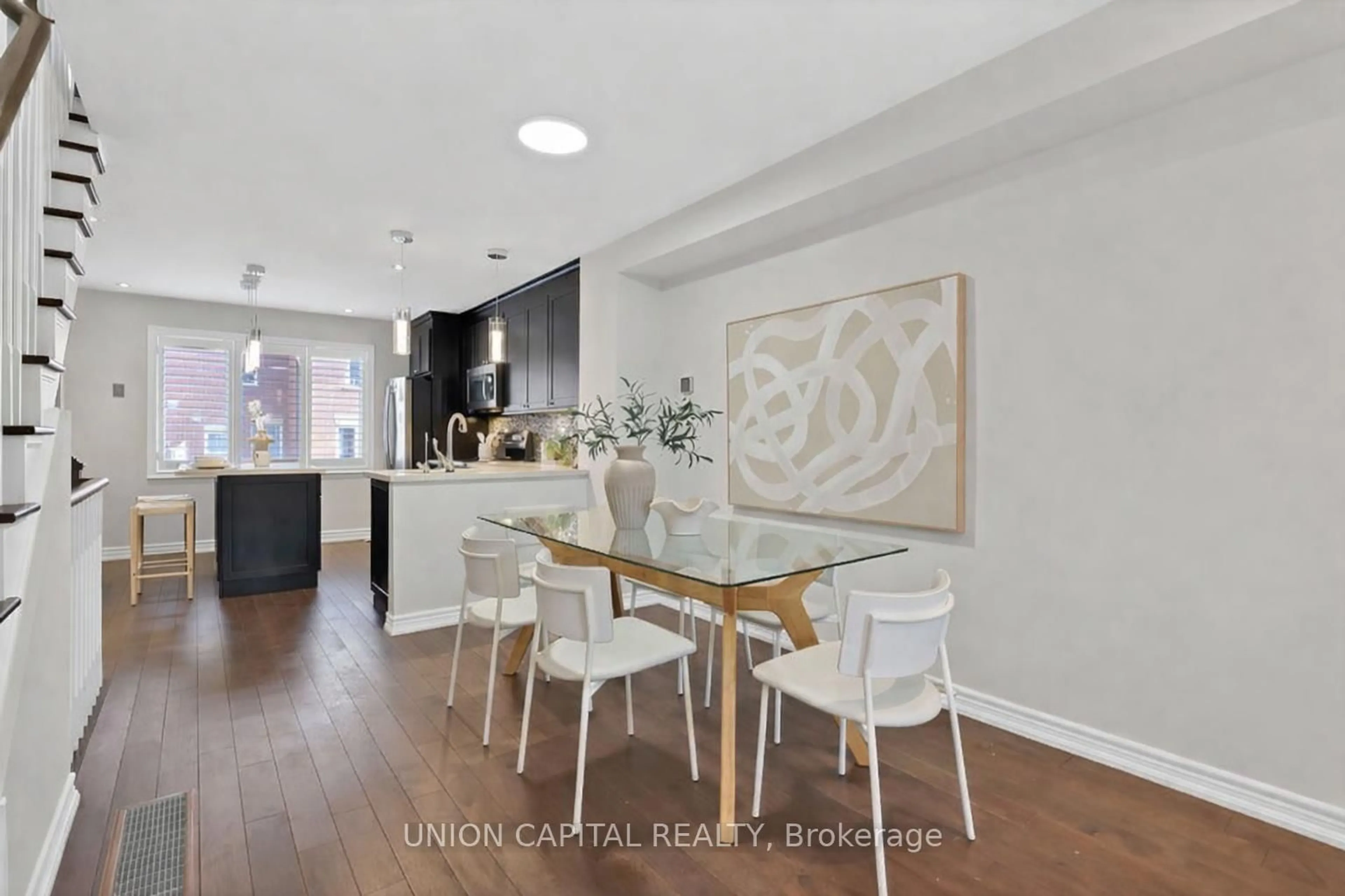 Open concept kitchen, wood/laminate floor for 1 Marmill Way, Markham Ontario L3P 7V6