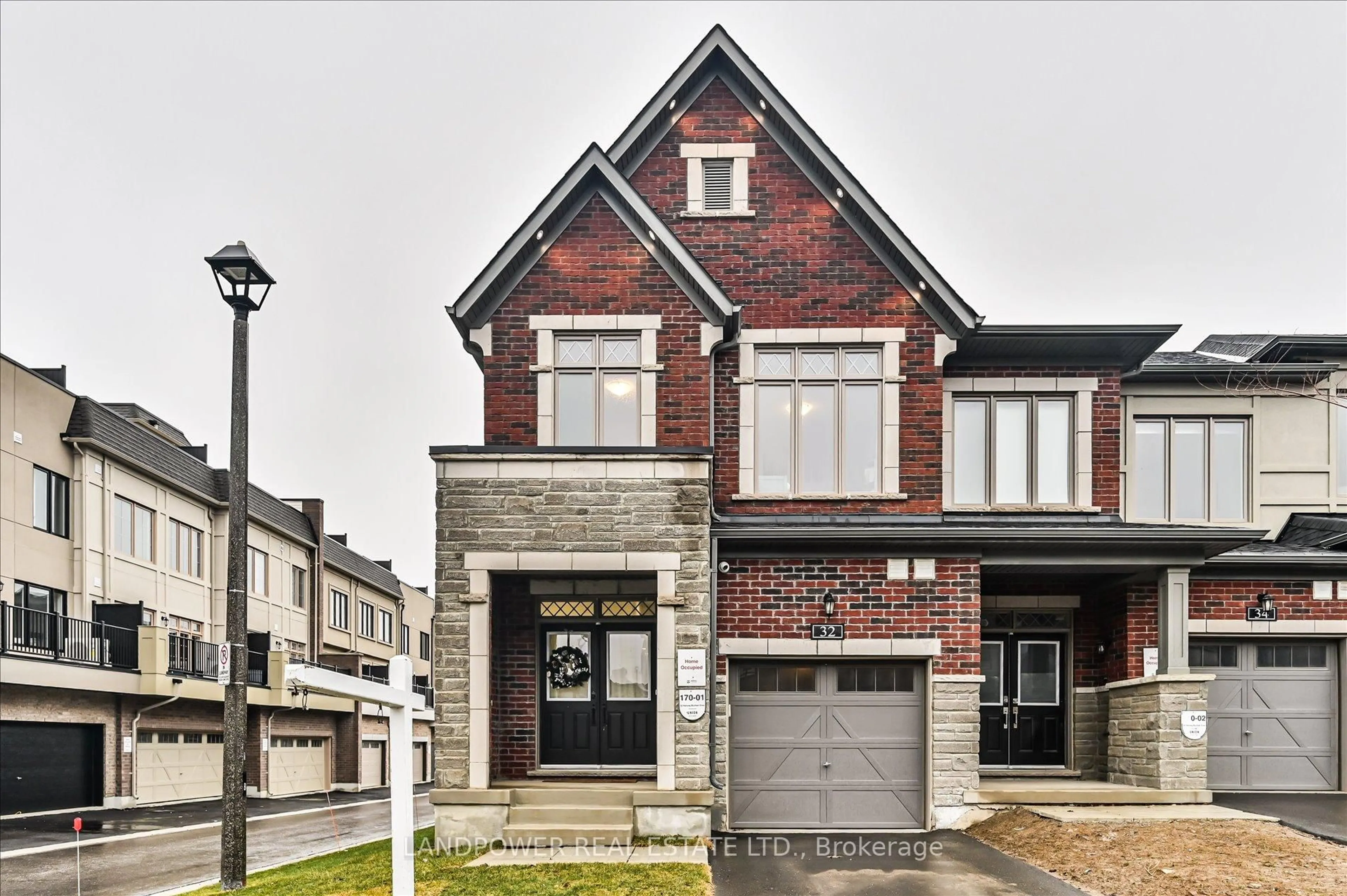 Home with brick exterior material, street for 32 Harvey Bunker Cres, Markham Ontario L6C 3K3