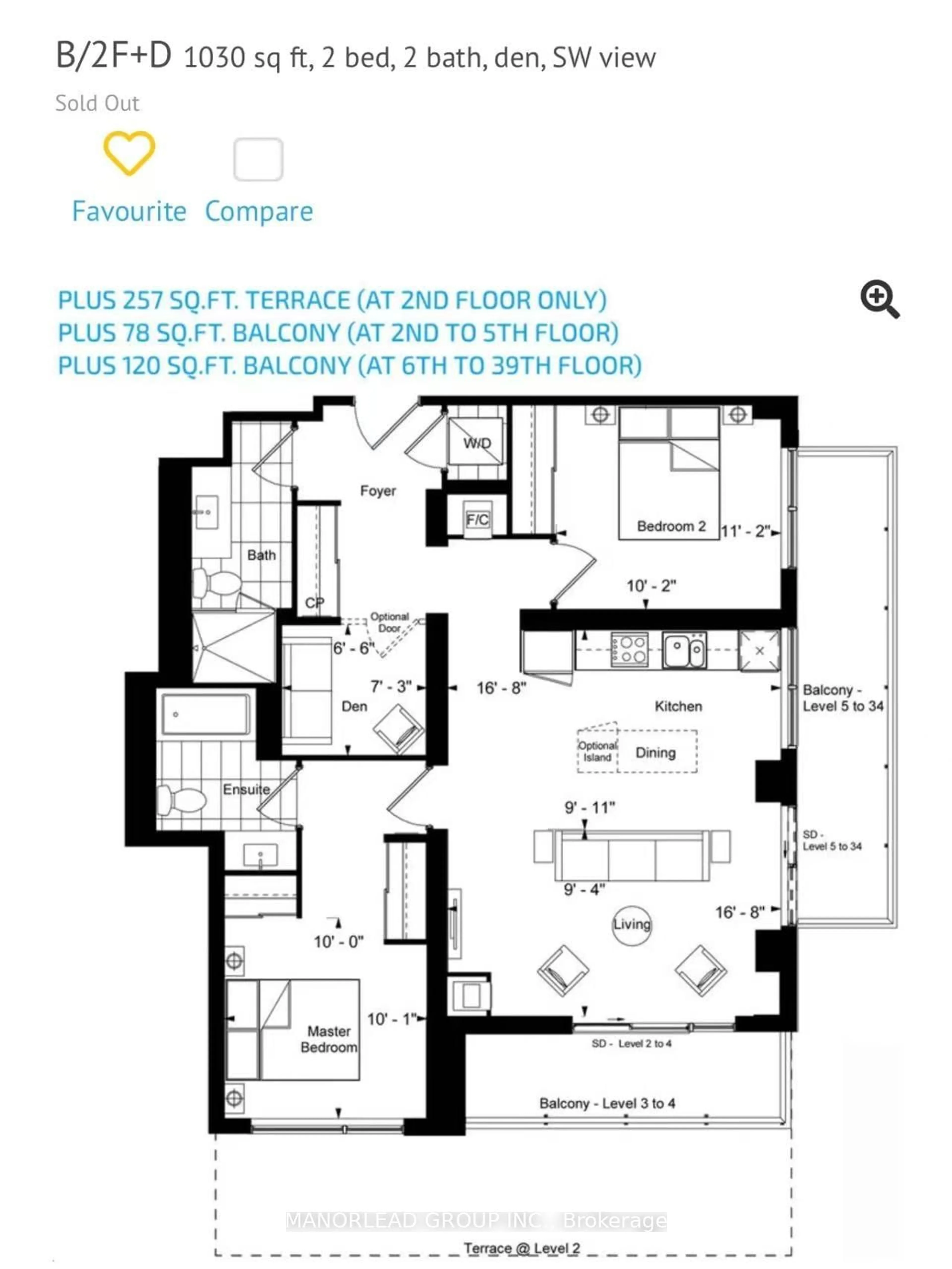 Floor plan for 18 Water Walk Dr #2205, Markham Ontario L3R 6L5
