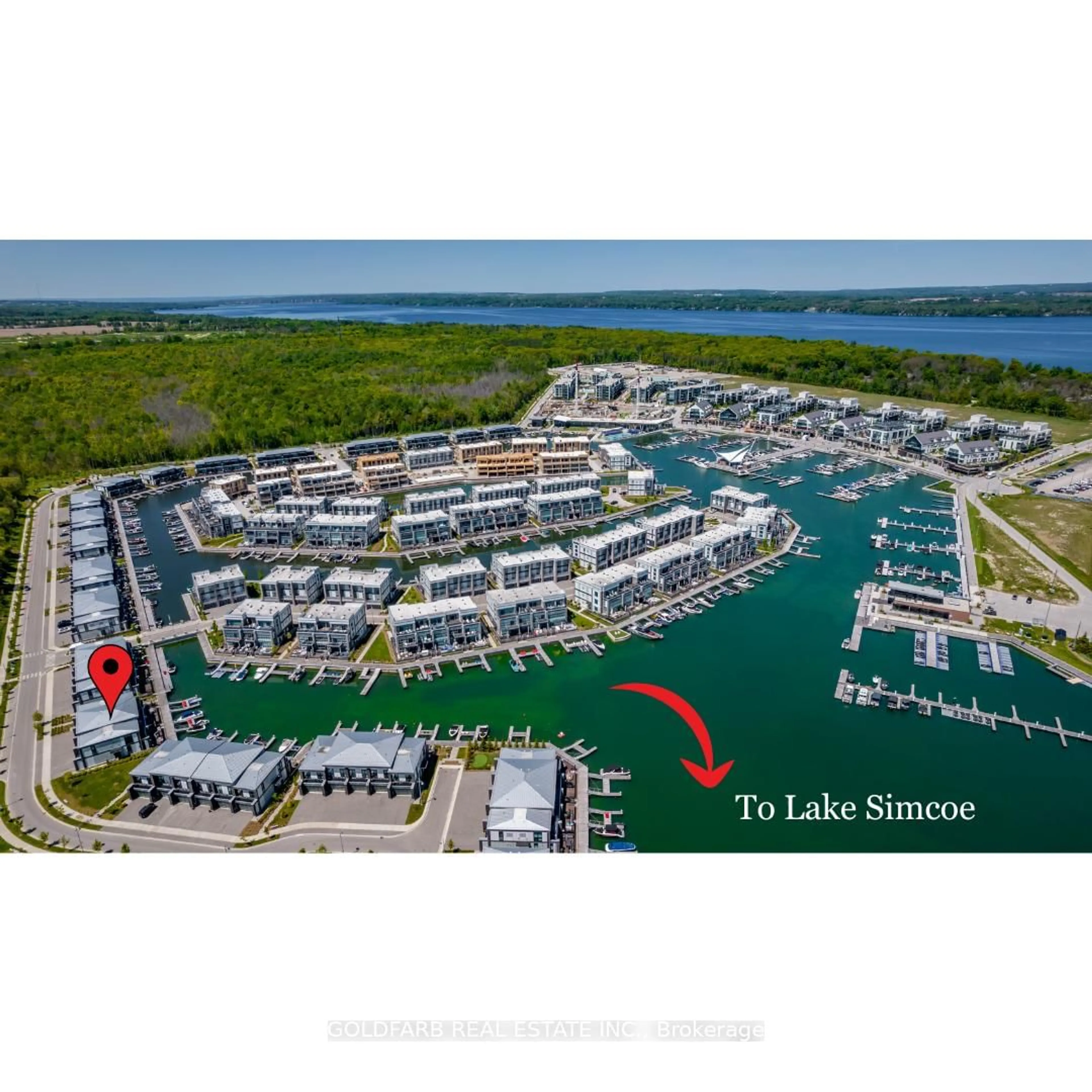 A pic from outside/outdoor area/front of a property/back of a property/a pic from drone, water/lake/river/ocean view for 3547 Riva Ave, Innisfil Ontario L9S 0L5