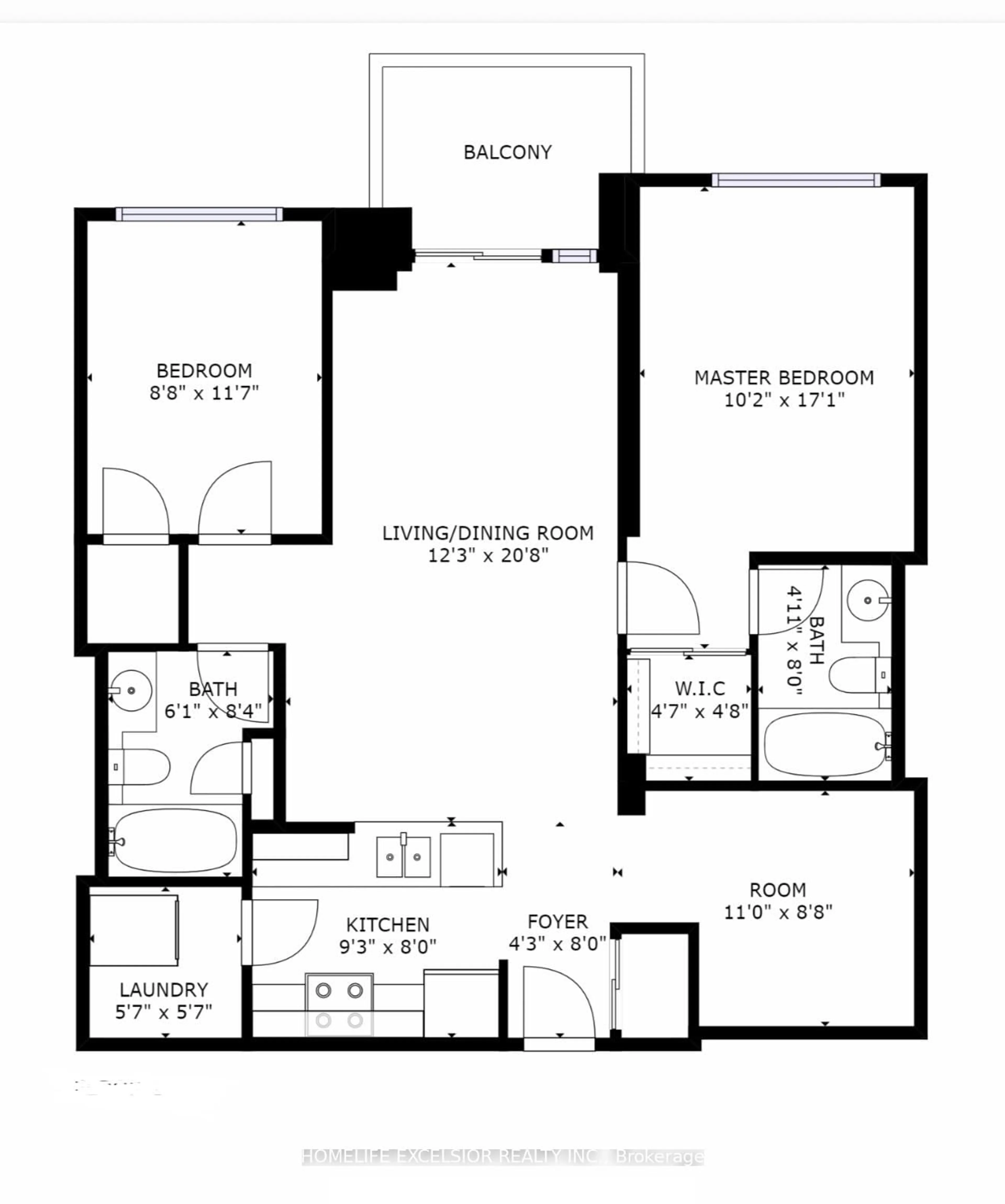 Floor plan for 33 Cox Blvd #825, Markham Ontario L3R 8A6